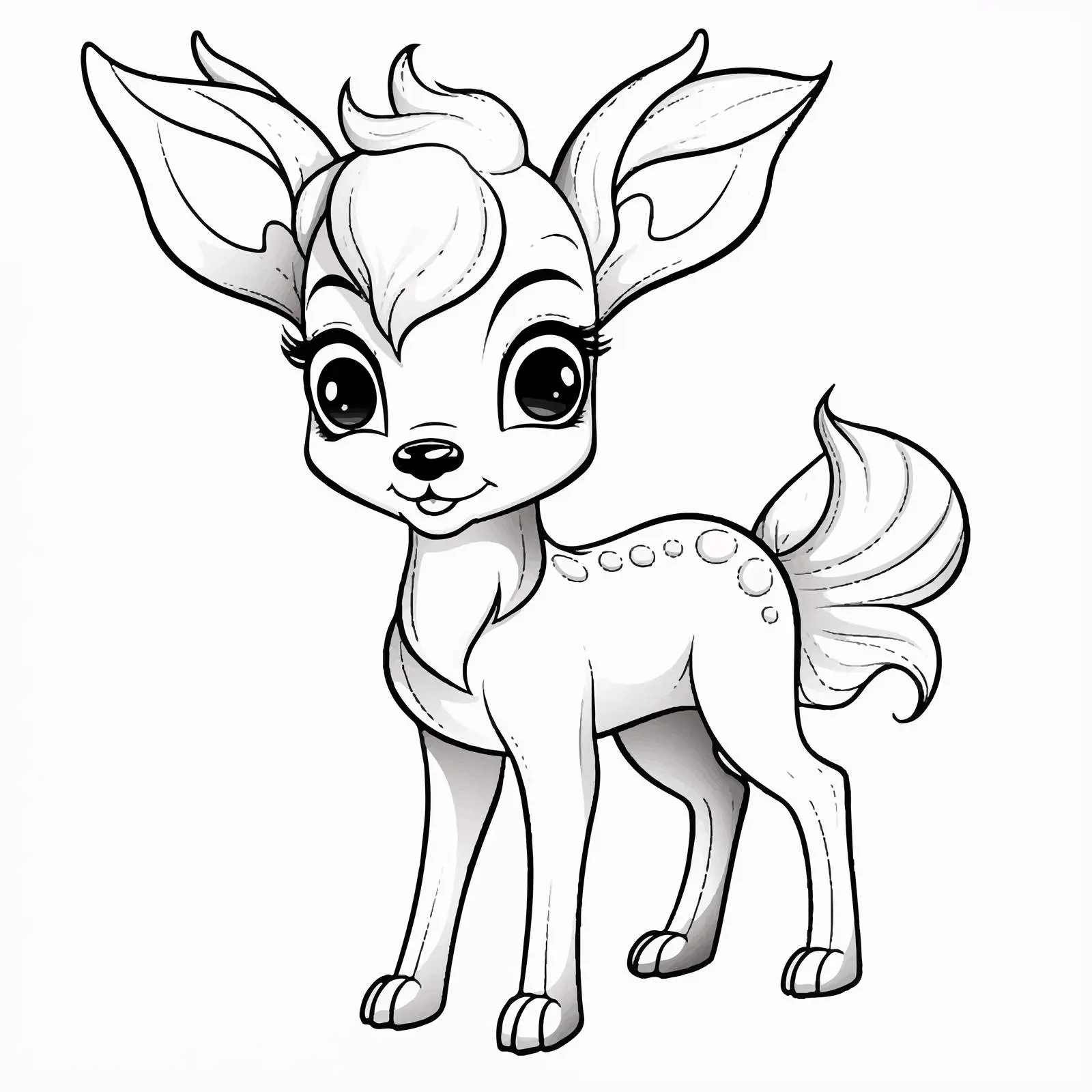 Cheerful Christmas Deer Coloring Page for Kids — free download from Dotvec