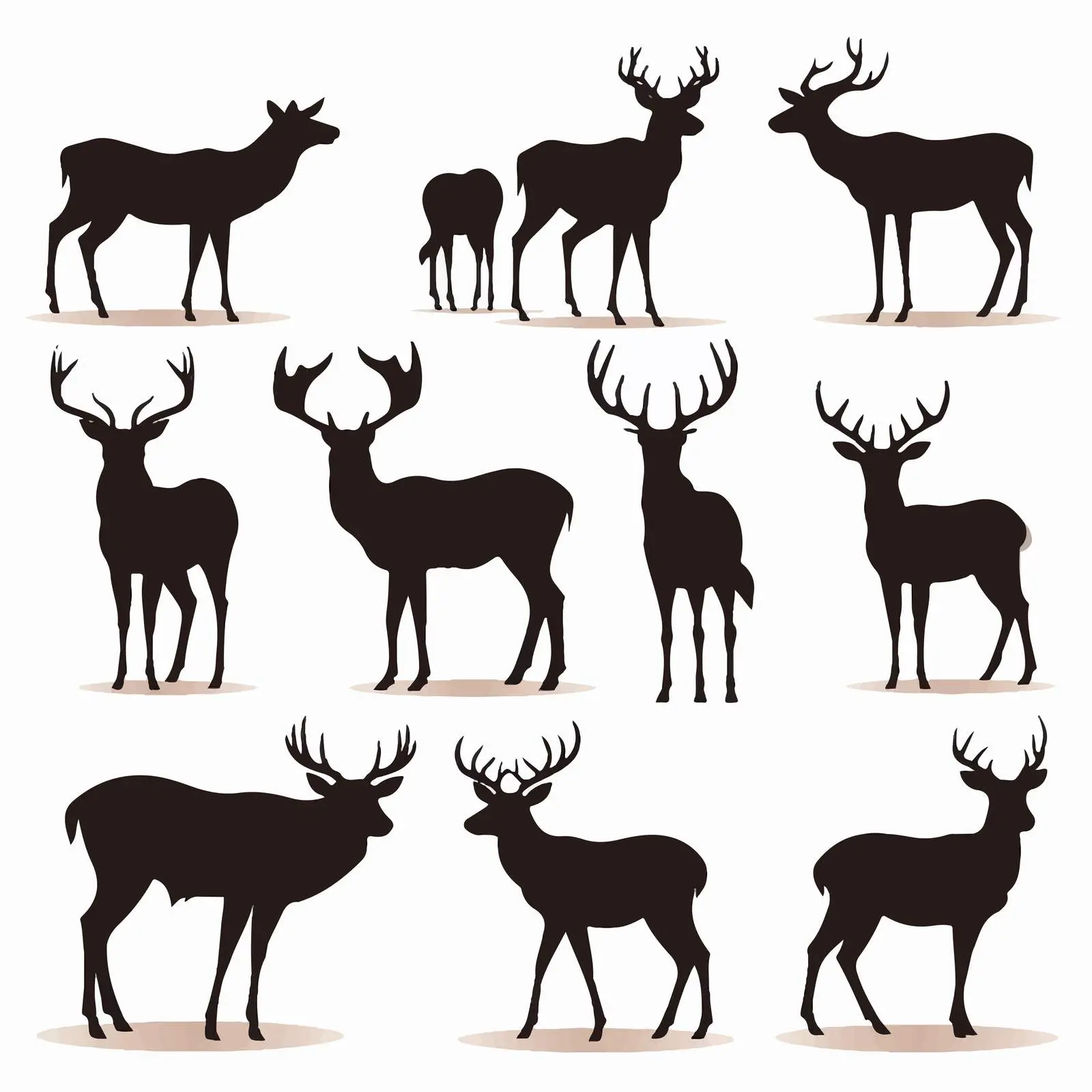 Christmas Deer Silhouettes Cartoon Vector Set – free graphics pack image from Dotvec