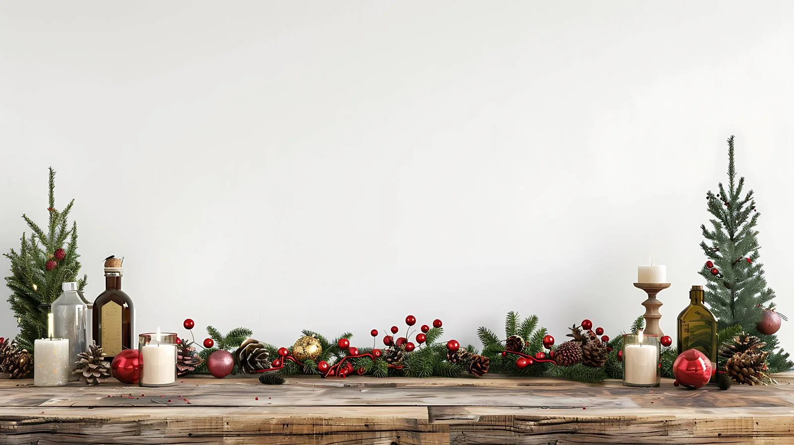 Festive Christmas Dining Setup on Rustic Wood — free download from Dotvec