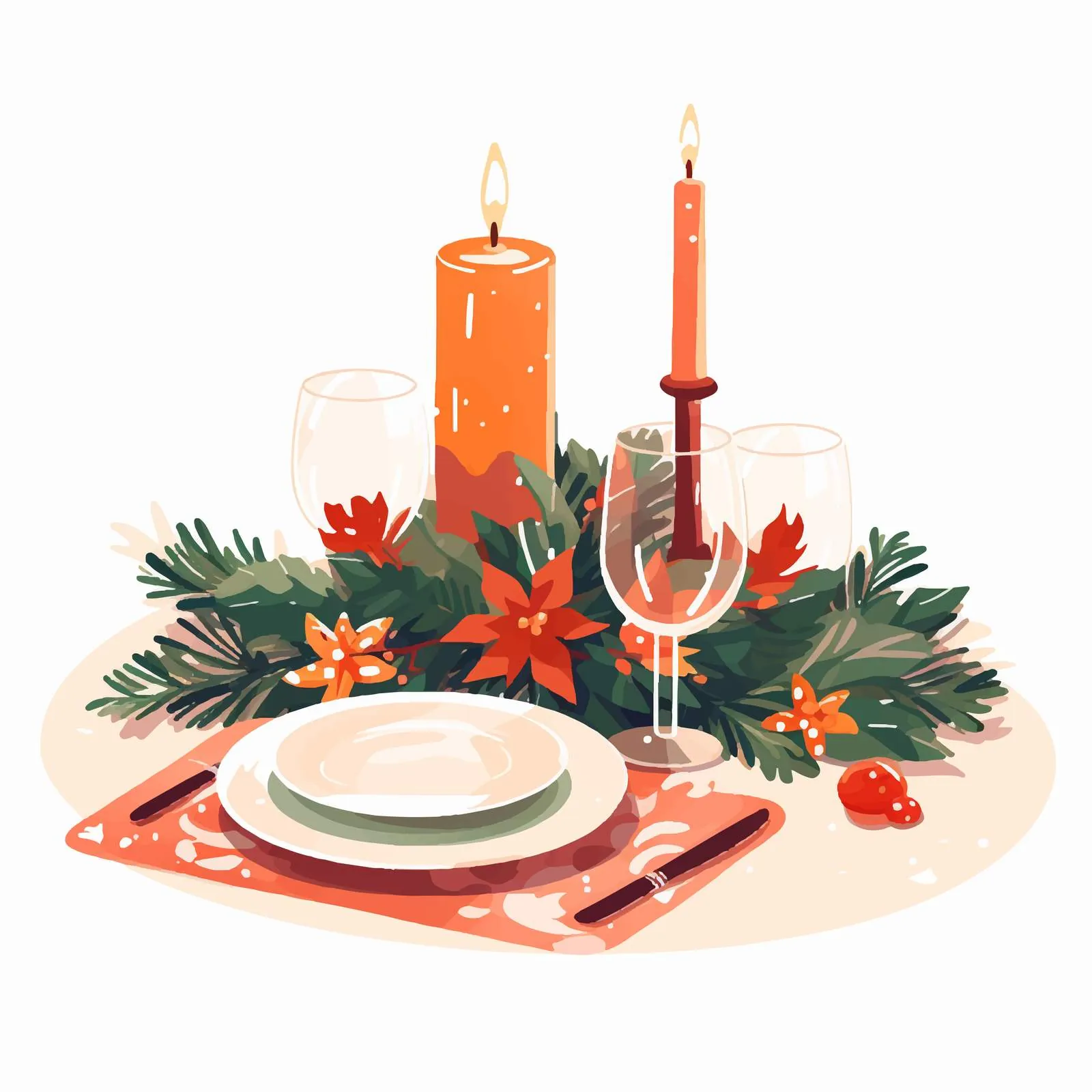 Festive Christmas Dining Table Setting — free download from Dotvec