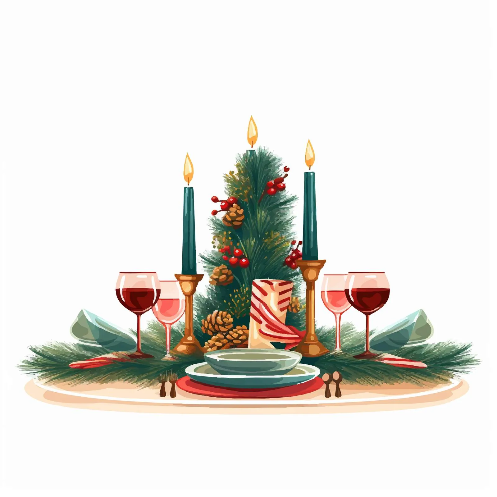Festive Christmas Dining Table Setup — free download from Dotvec