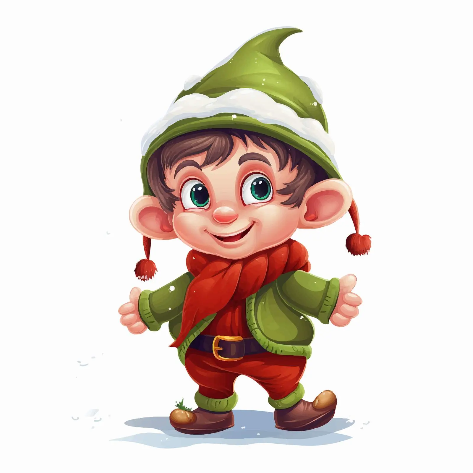 Cartoon Christmas Elf Character in Winter Snow — free download from Dotvec