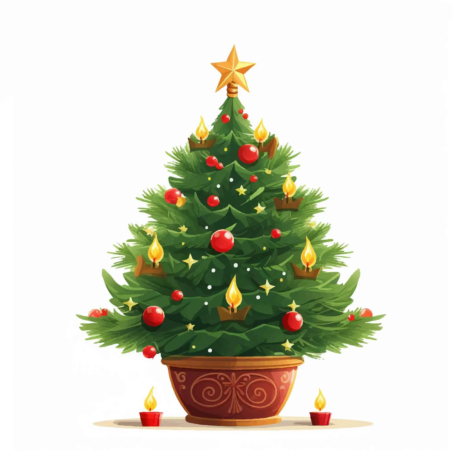 Decorated Christmas Fir Tree in Pot — free download from Dotvec