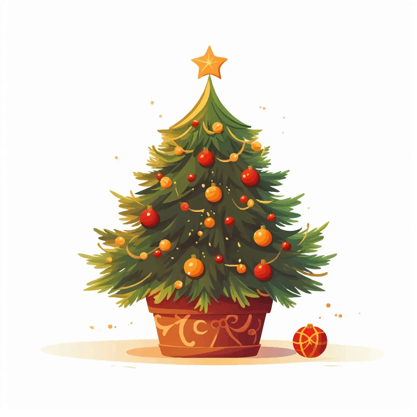 Decorated Christmas Fir Tree in Pot — free download from Dotvec