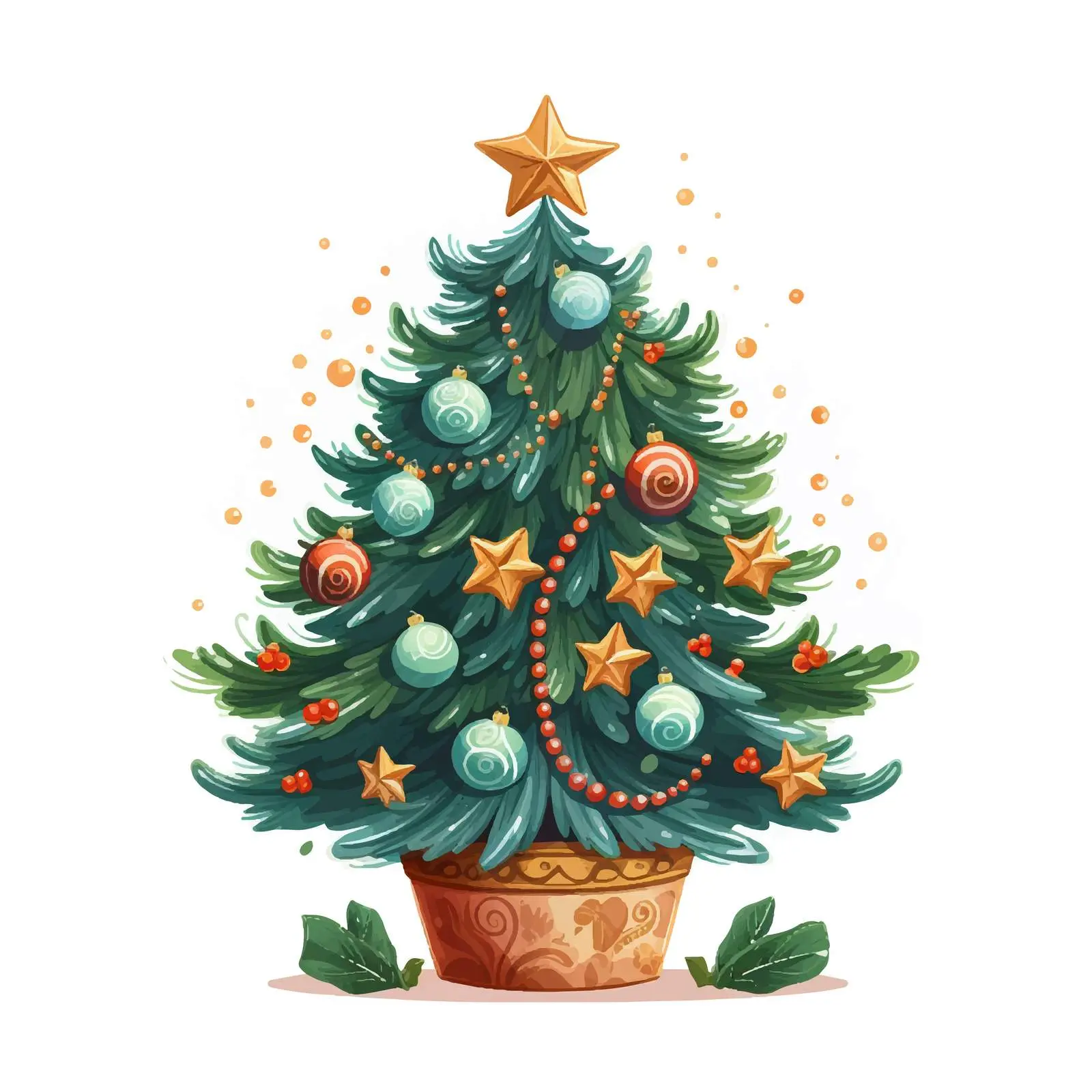 Decorative Christmas Fir Tree in Pot — free download from Dotvec