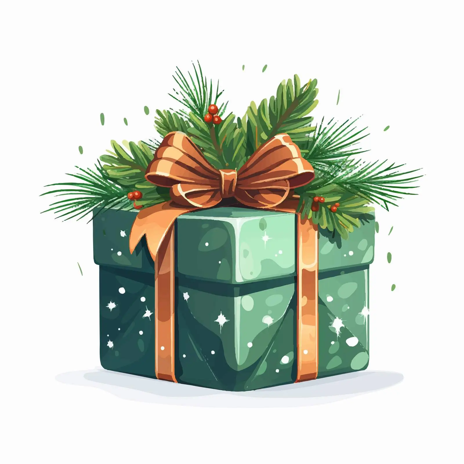 Eco-Friendly Christmas Gift Box with Fir Branch — free download from Dotvec