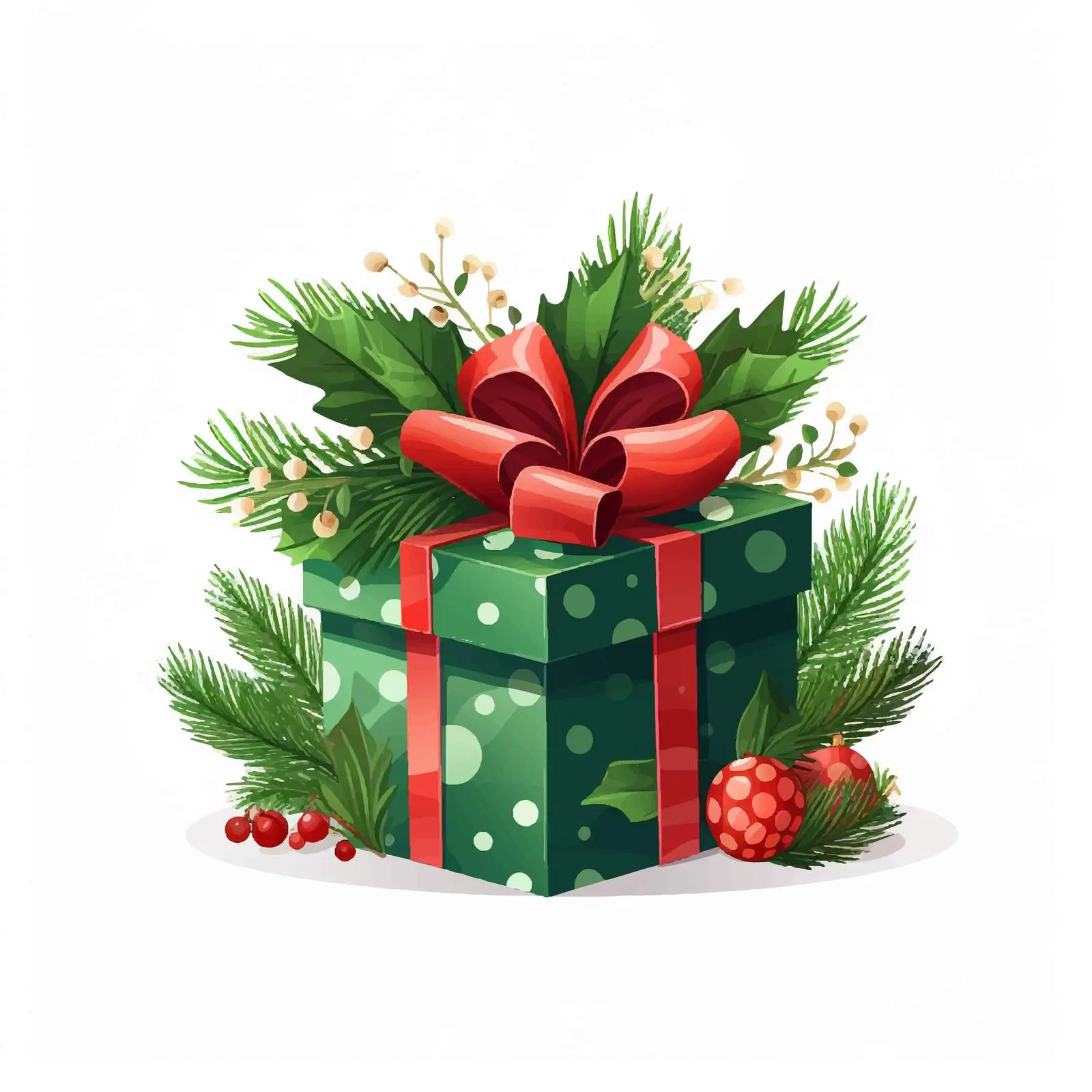 Eco-Friendly Christmas Gift Box with Fir Branch — free download from Dotvec