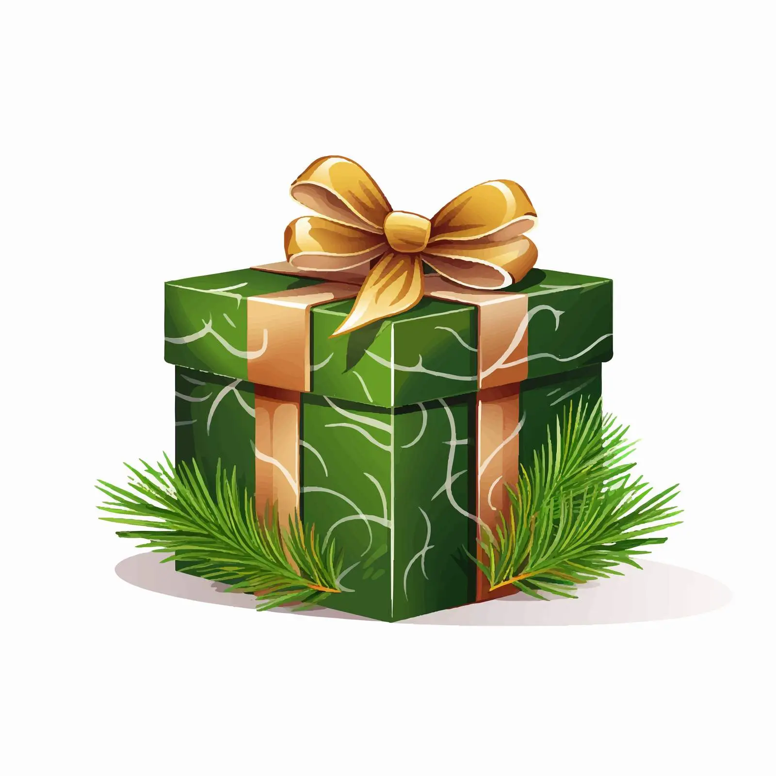 Eco-Friendly Christmas Gift Box with Fir Branch — free download from Dotvec