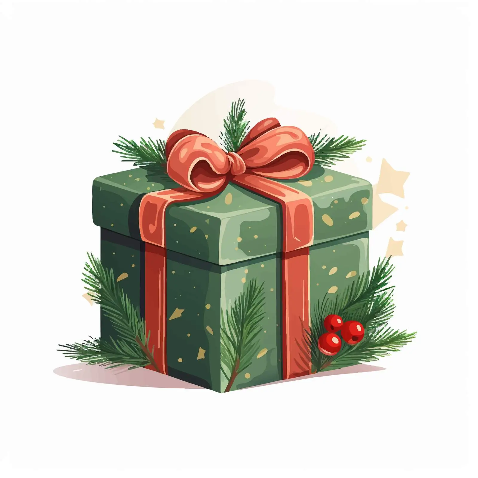 Eco-Friendly Christmas Gift Box with Fir Branch — free download from Dotvec