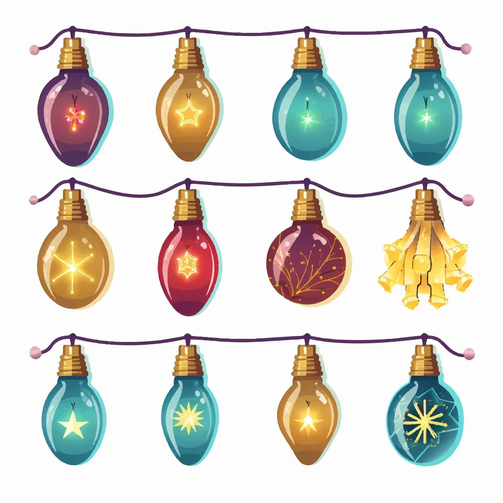 Decorative Christmas Lights and Bulbs Vector Icons — free download from Dotvec