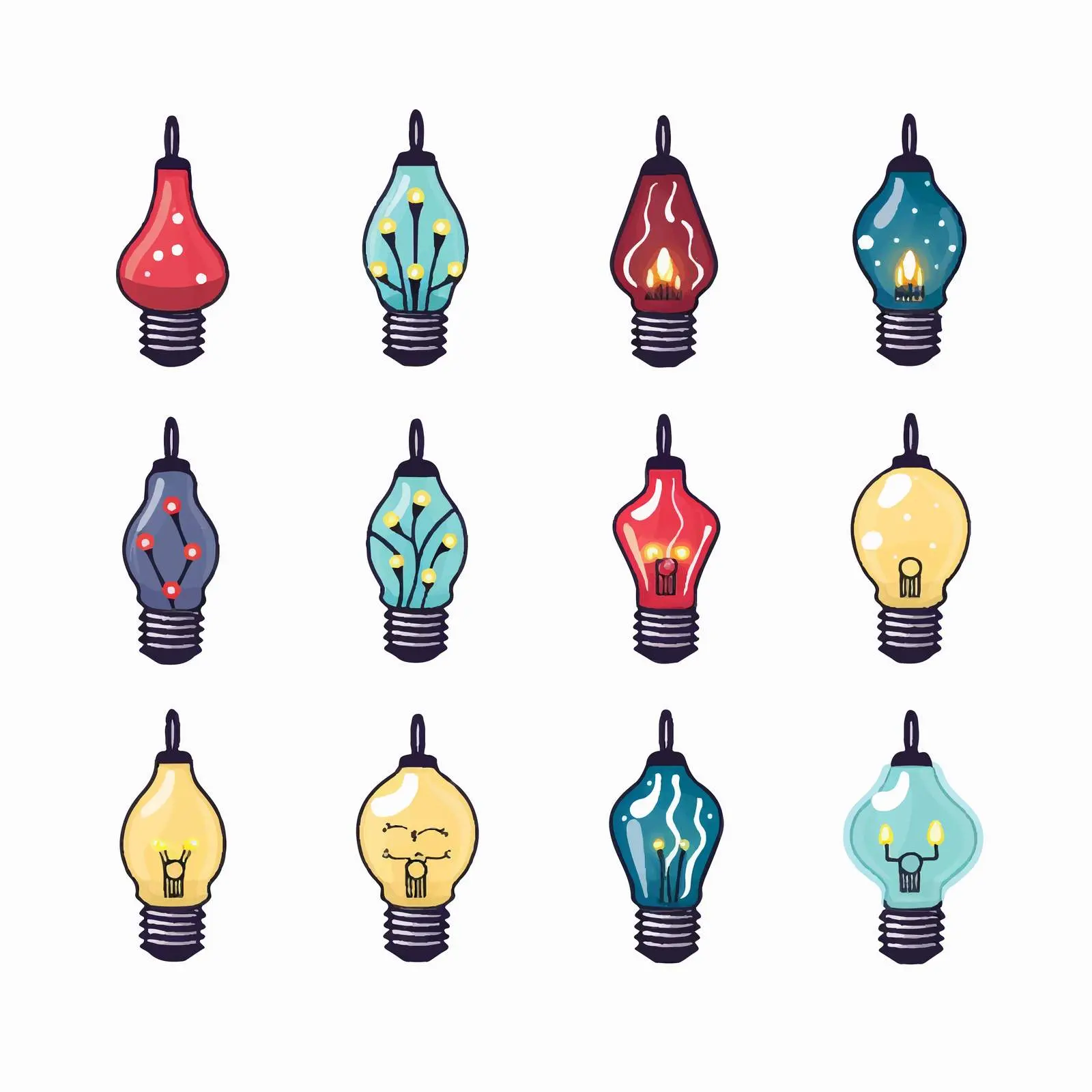 Decorative Christmas Lights Bulbs Vector Icons — free download from Dotvec