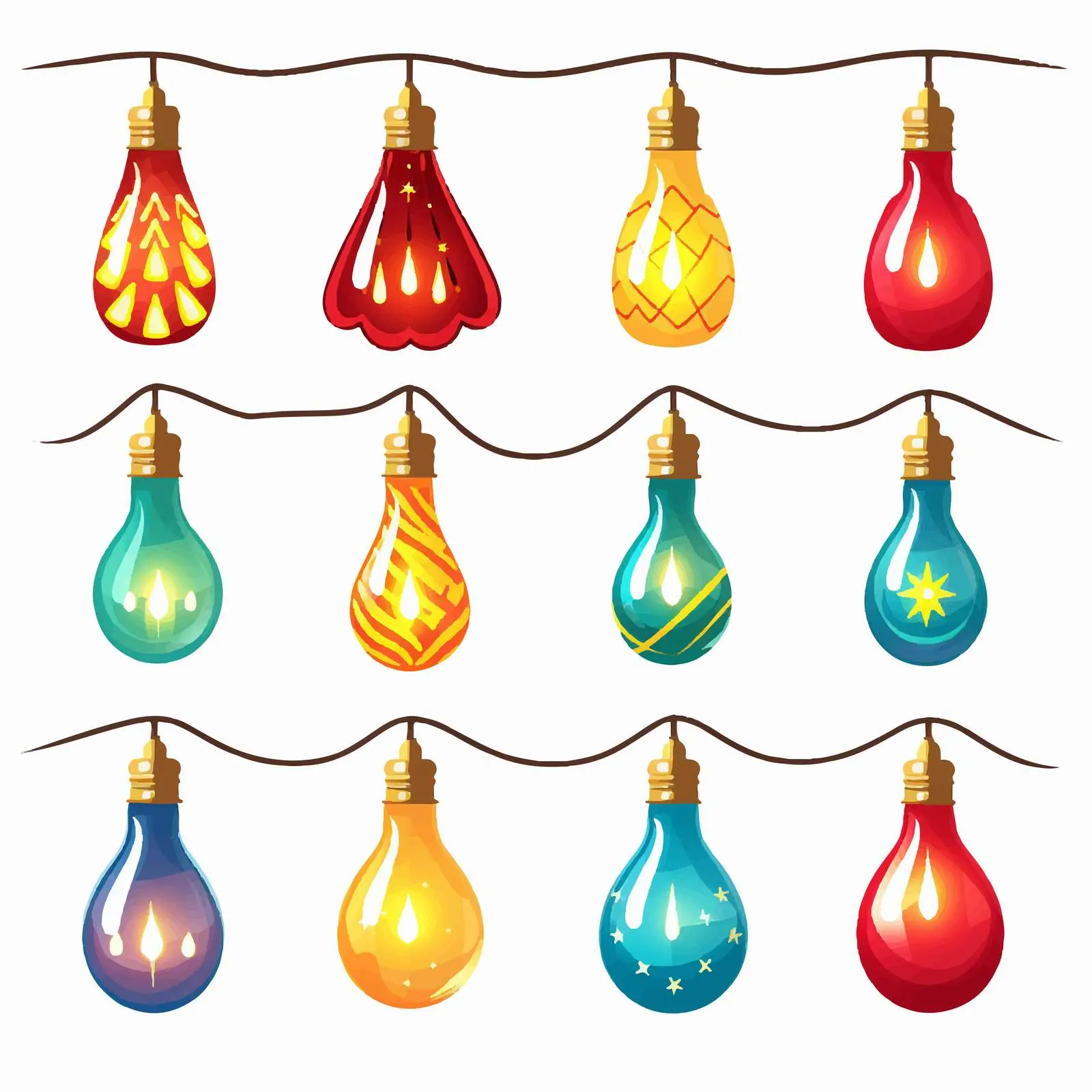 Decorative Christmas Lights Bulbs Vector Icons — free download from Dotvec