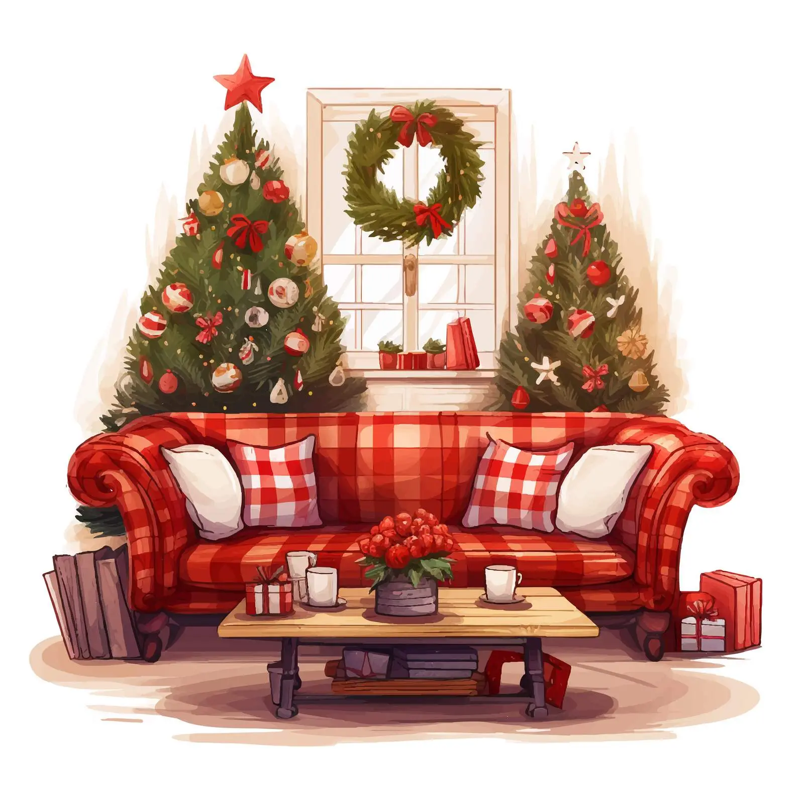 Cozy Christmas Living Room Interior with Tree Decor — free download from Dotvec