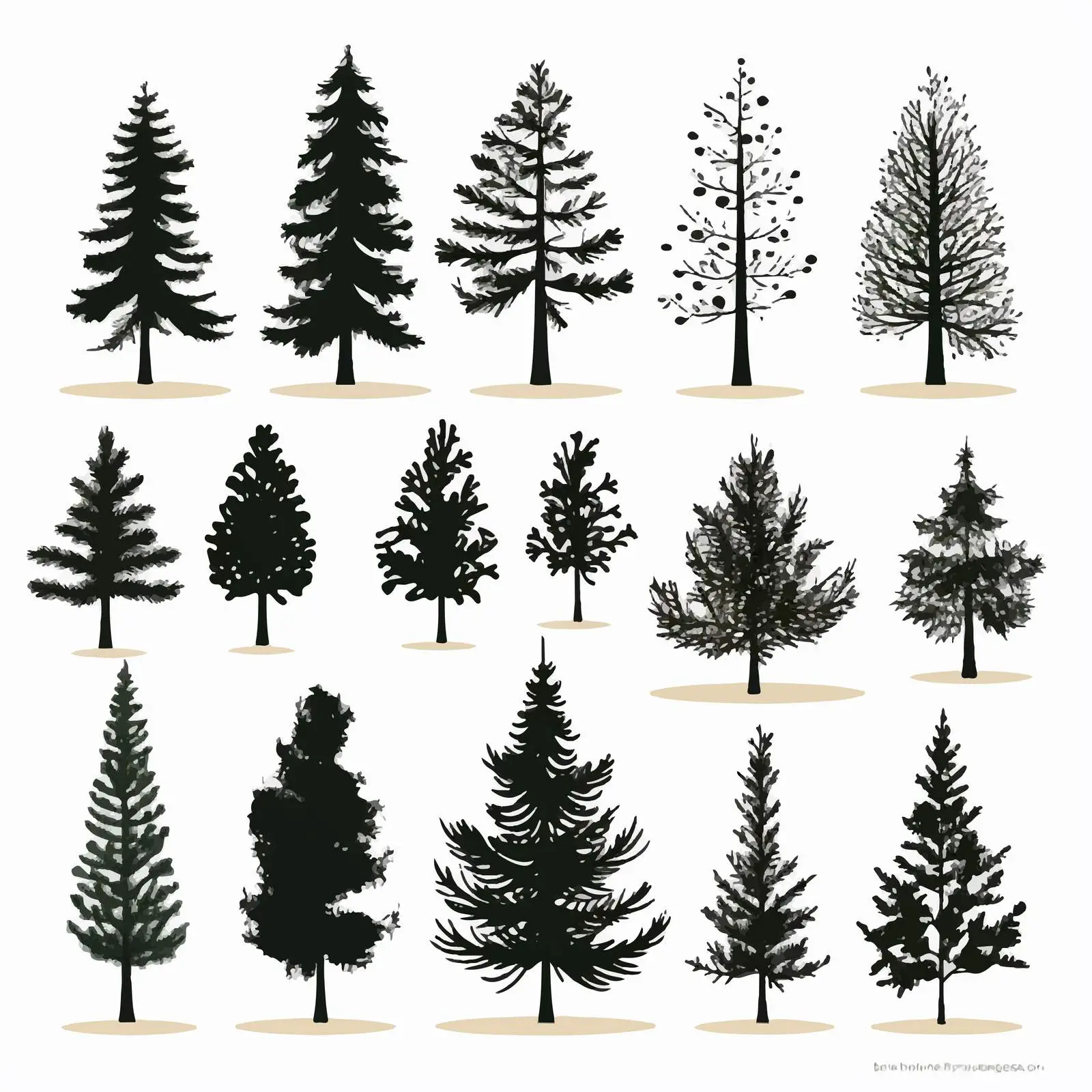 Christmas Pine Silhouettes Clip Art Kit — free download from Dotvec