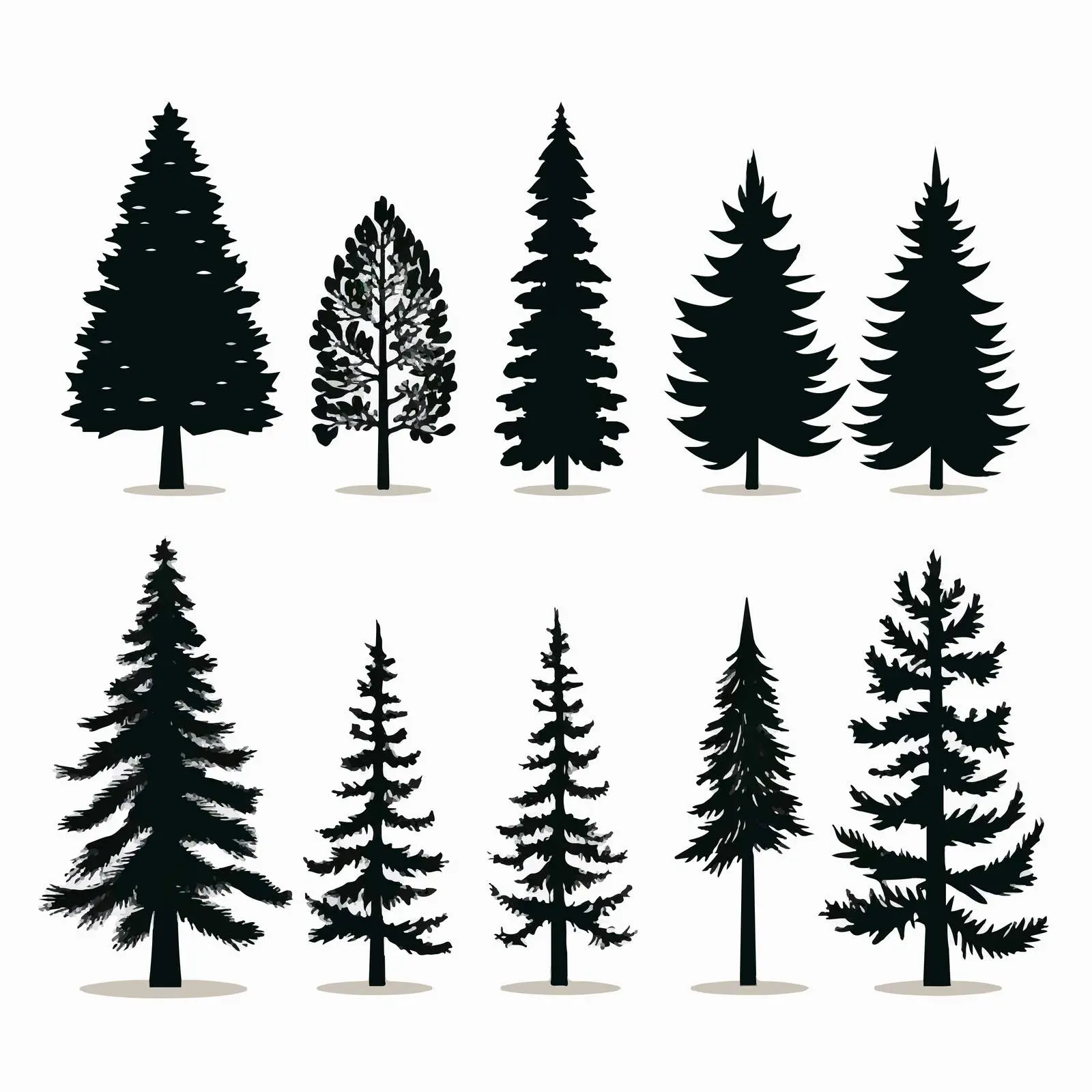 Christmas Pine Silhouettes Clip Art Vector Graphics — free download from Dotvec
