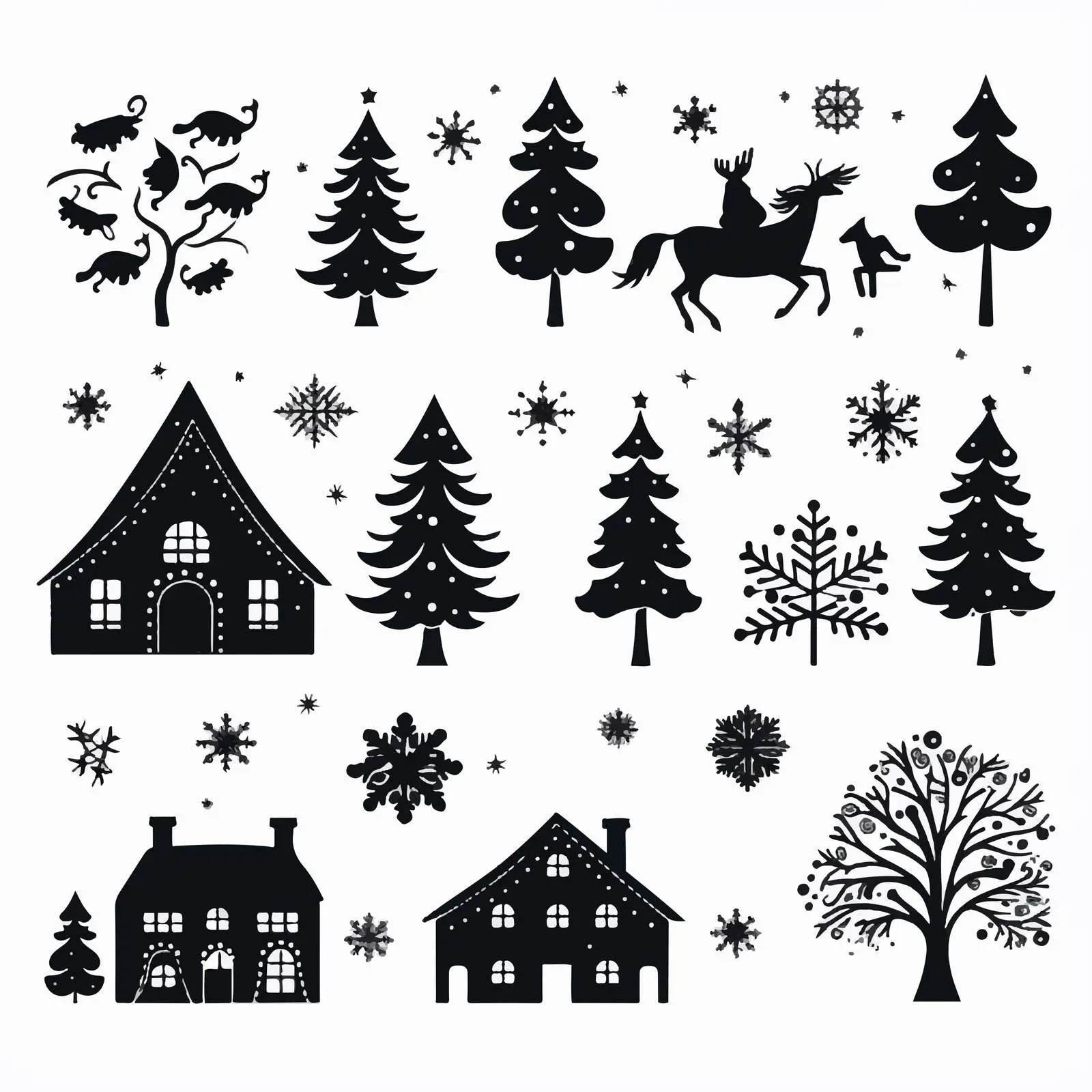 Diverse Christmas Silhouettes Clip Art Set — free download from Dotvec