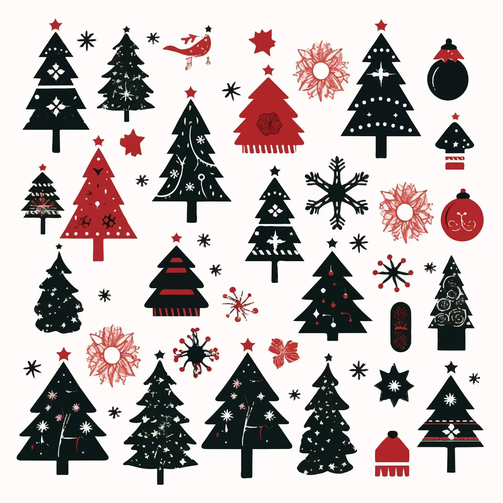 Christmas Silhouettes Clip Art Set on White — free download from Dotvec