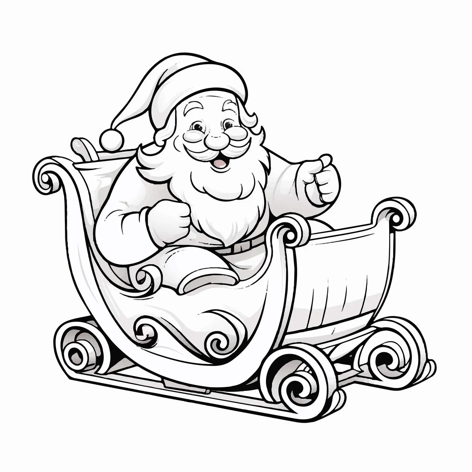Santa Claus Christmas Sleigh Coloring Page for Kids — free download from Dotvec