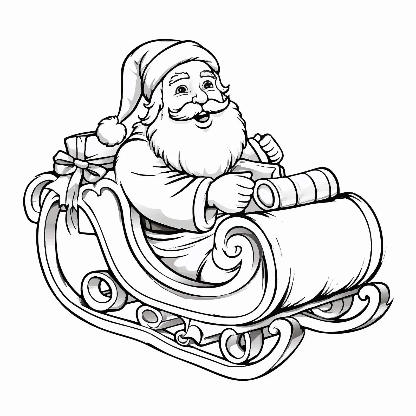 Santa Claus Sleigh with Gifts Coloring Book — free download from Dotvec