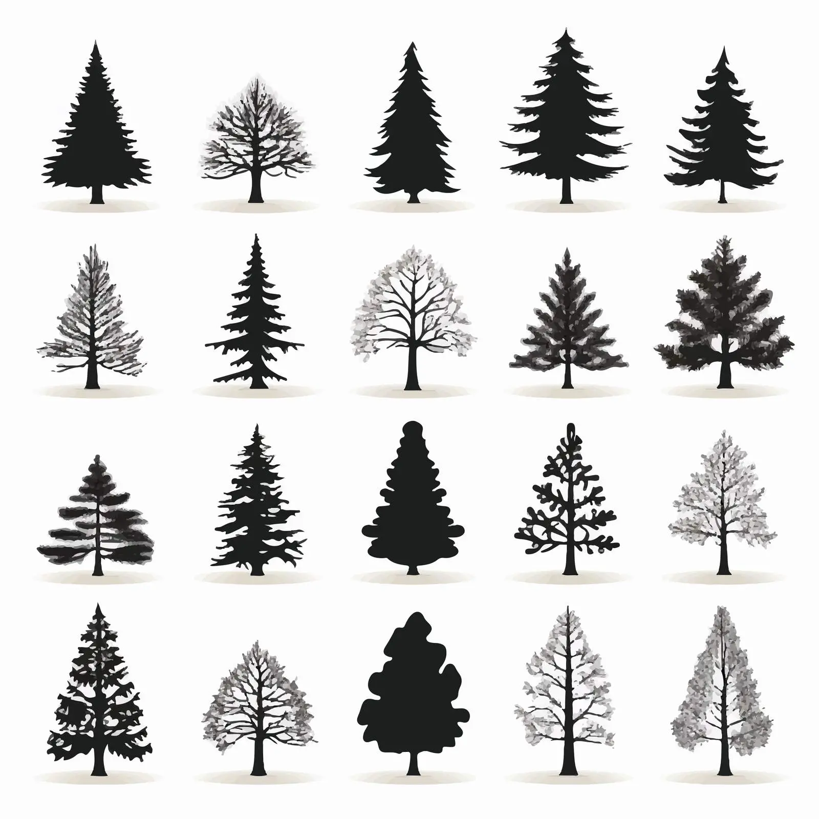 Christmas Tree Silhouettes Clip Art Bundle — free download from Dotvec