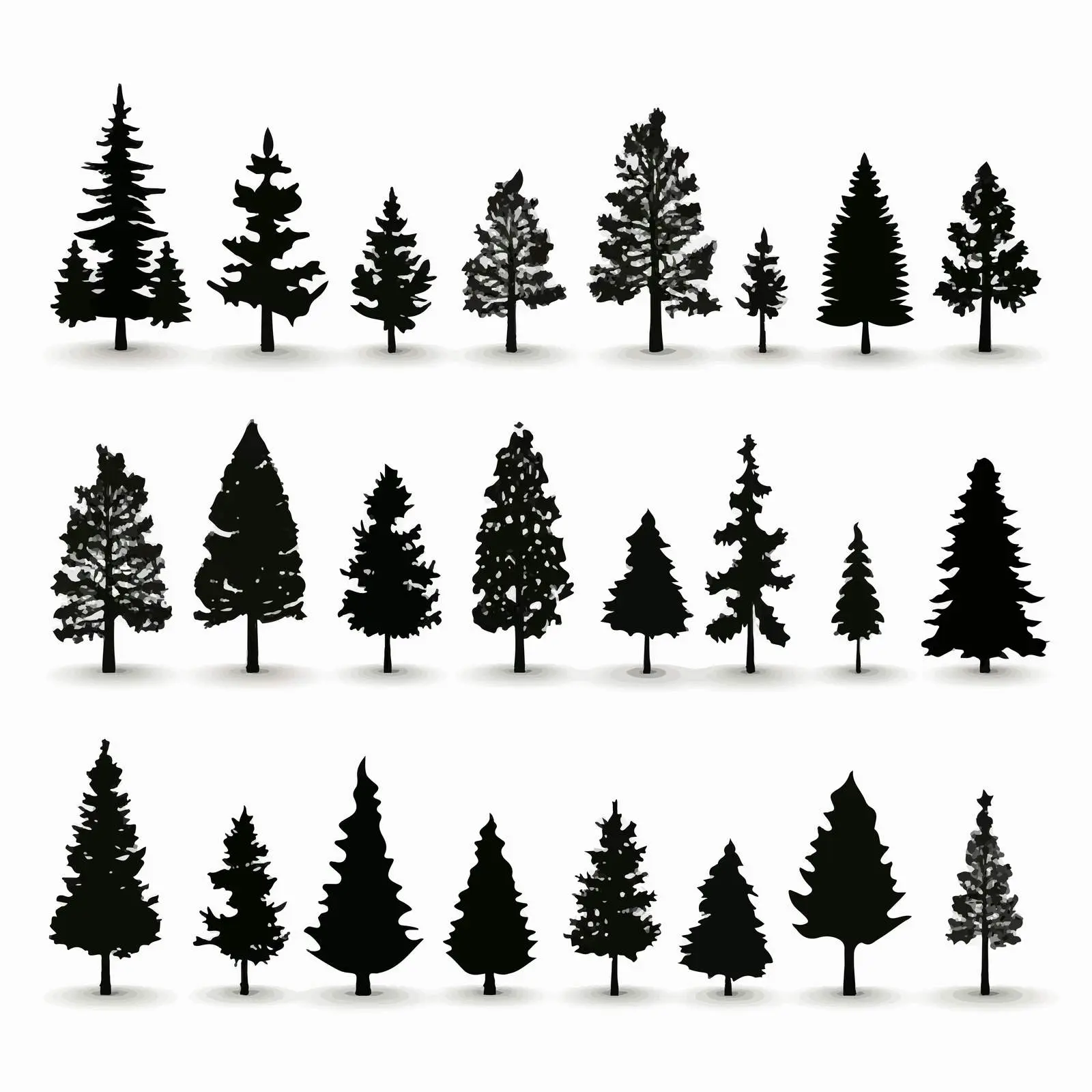 Christmas Tree Silhouettes Clip Art Bundle – free tree design image from Dotvec