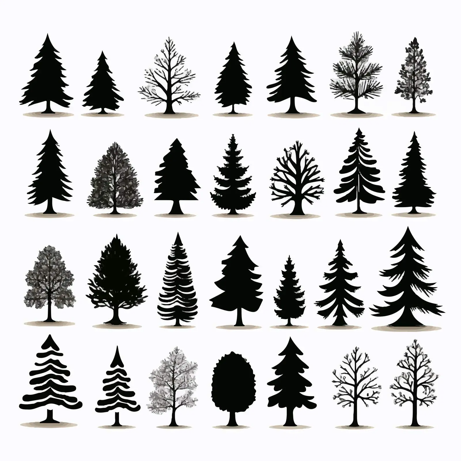 Christmas Tree Silhouettes Clip Art Bundle — free download from Dotvec