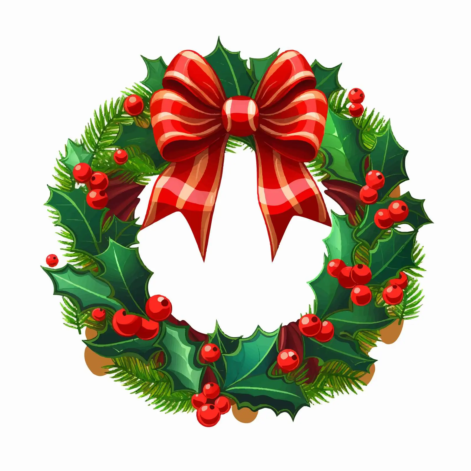 Festive Christmas Wreath Circle Decoration Vector – free framed image from Dotvec