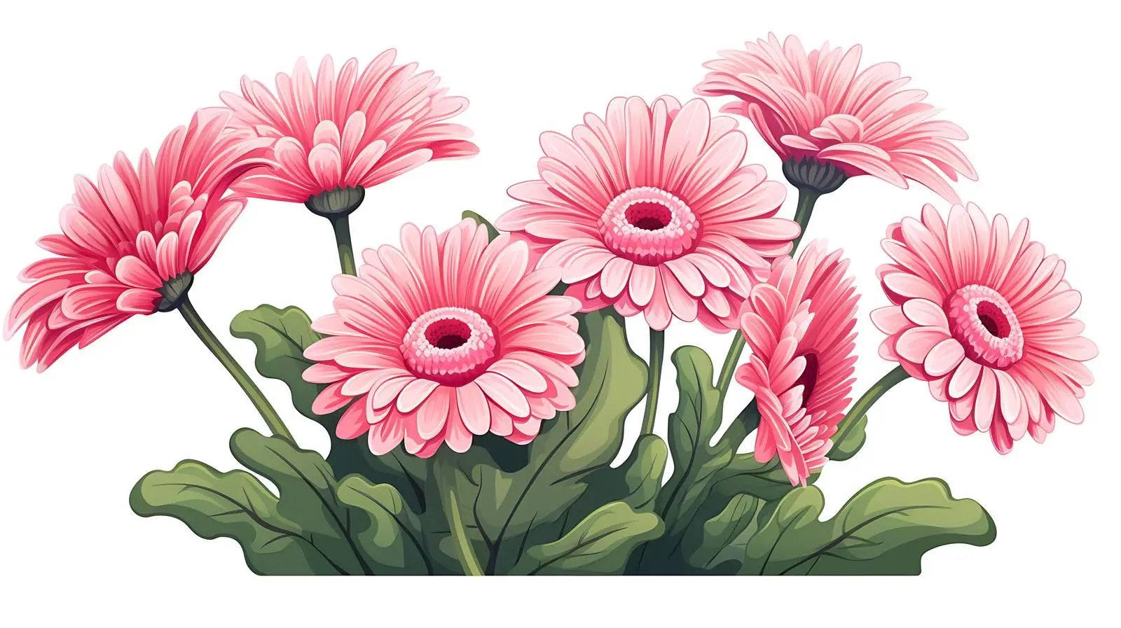 Colorful Daisy Flower Bouquet with Leaves — free download from Dotvec