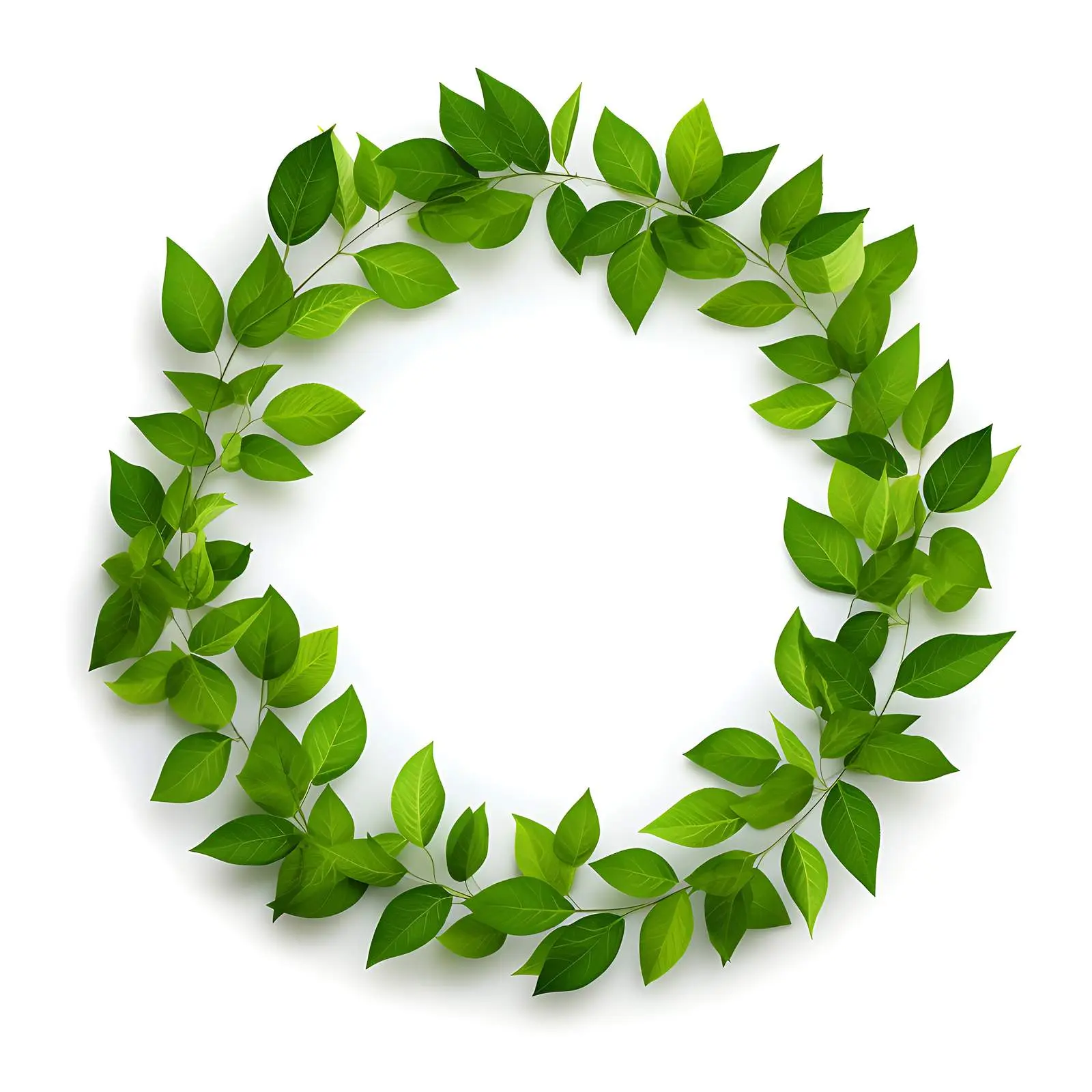 Fresh Green Leaves Circle Framework Isolated — free download from Dotvec
