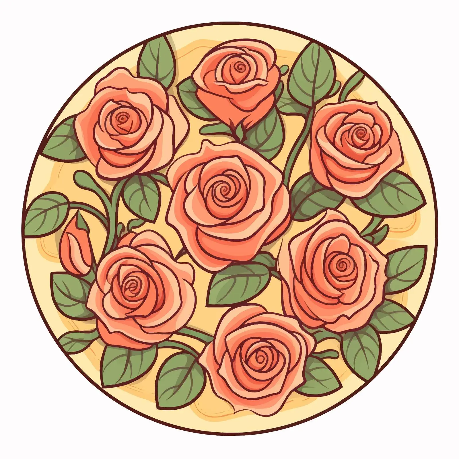 Cartoon Circular Roses Decoration Vector Illustration – free beautiful roses image from Dotvec