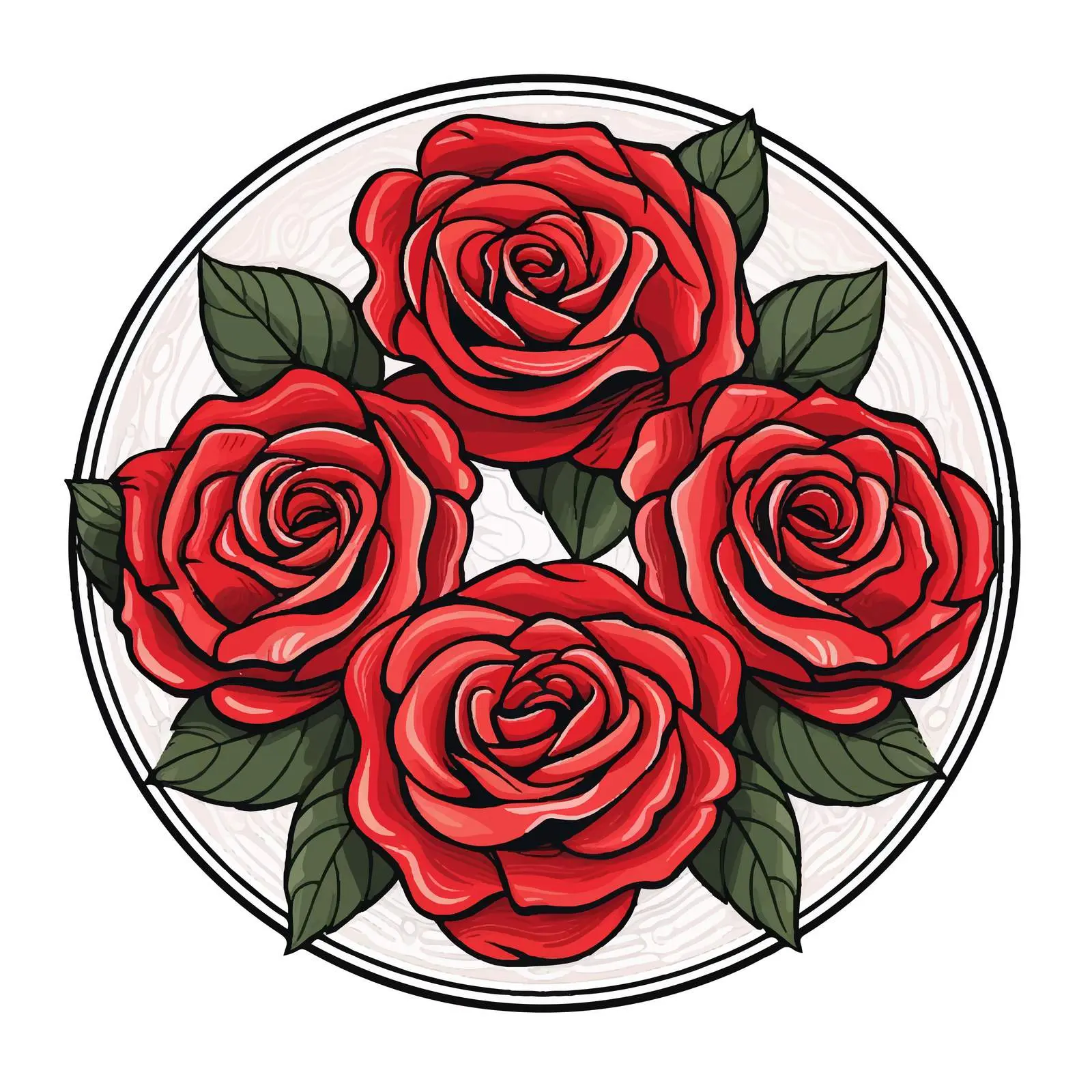 Circular Roses Decoration Icon Vector Illustration – free beautiful roses image from Dotvec