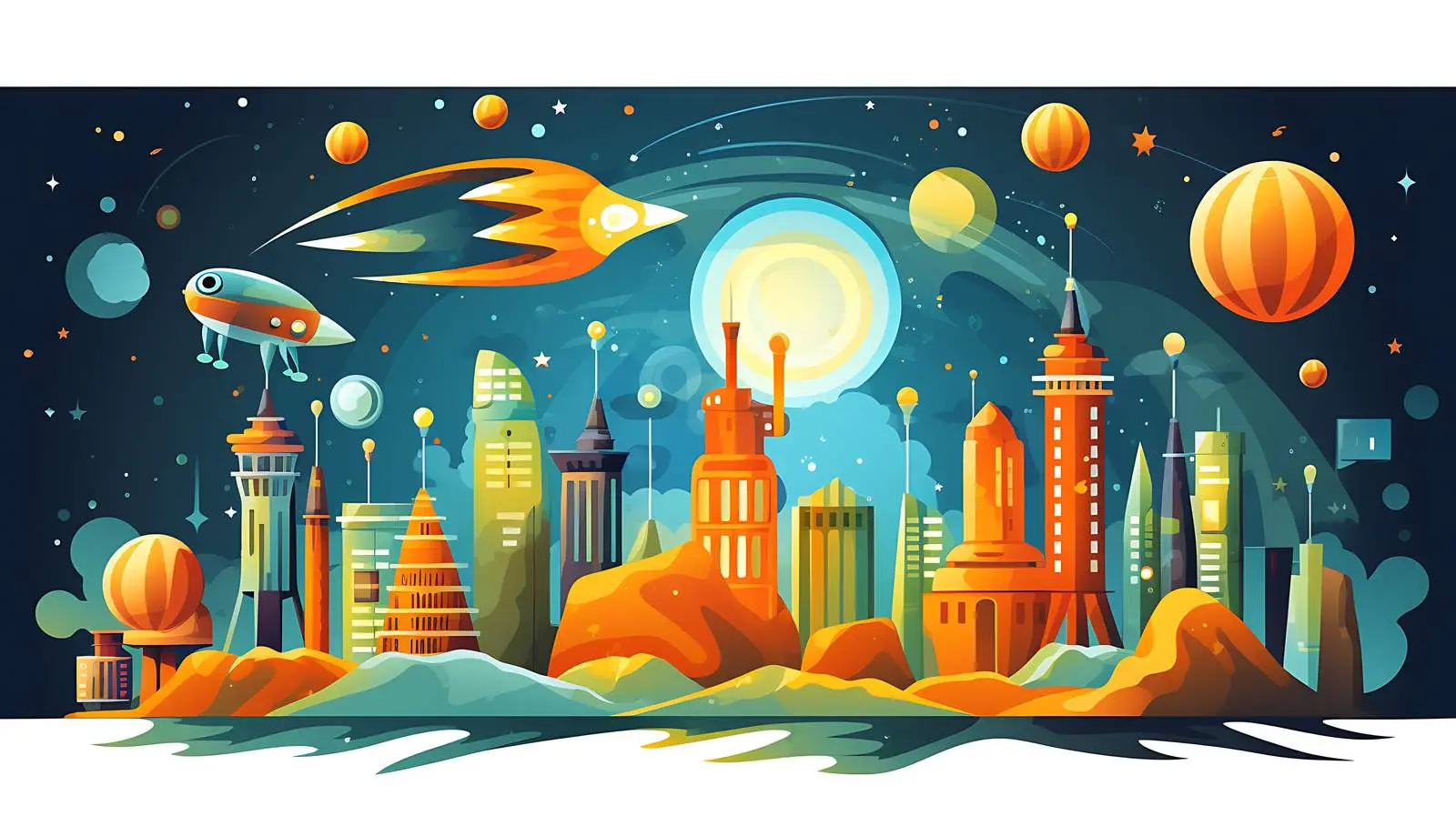 Futuristic City Space Vector Illustration — free download from Dotvec