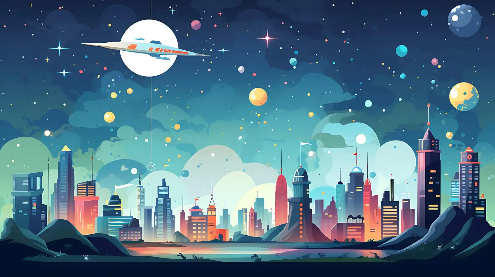 Futuristic Urban Space Illustration — free download from Dotvec