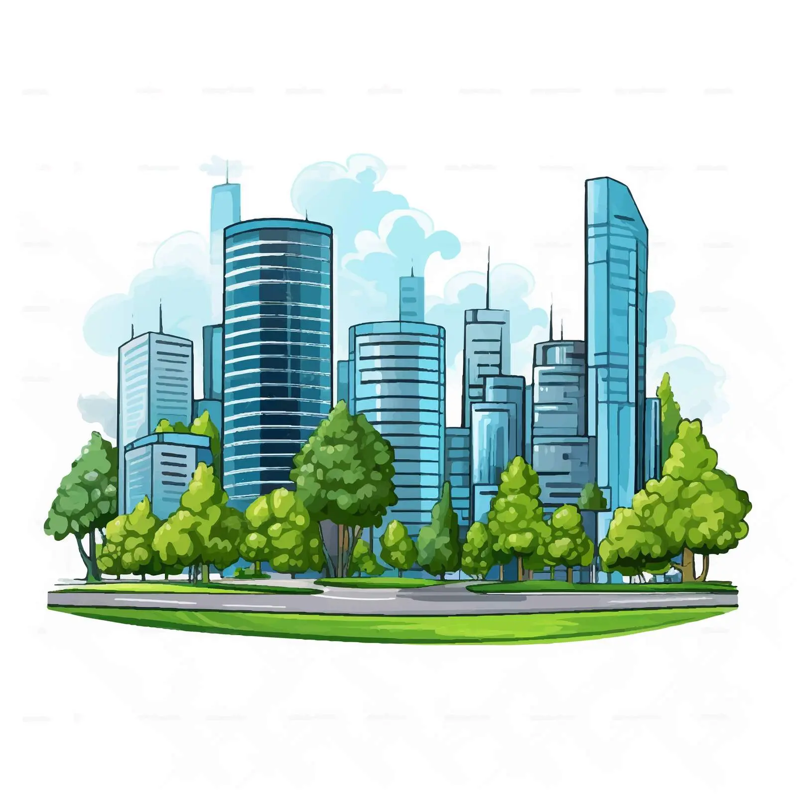 Cartoon City Landscape Design Vector Illustration — free download from Dotvec
