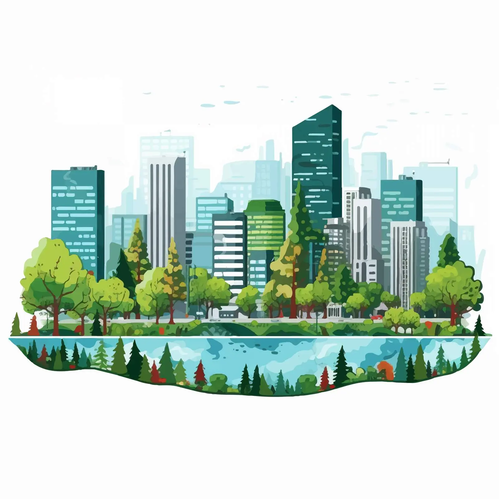 Cartoon City Landscape Design Vector Illustration — free download from Dotvec