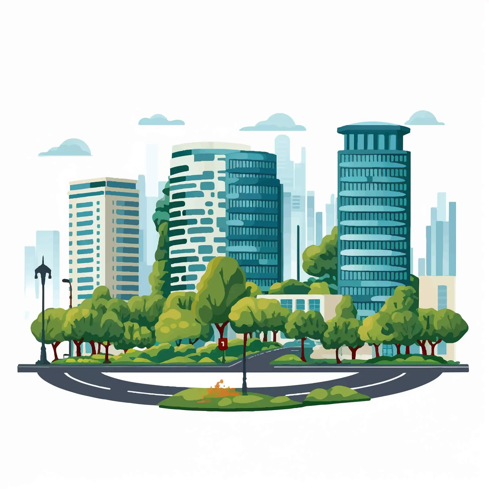 Urban Landscape Design Cartoon Vector Illustration — free download from Dotvec