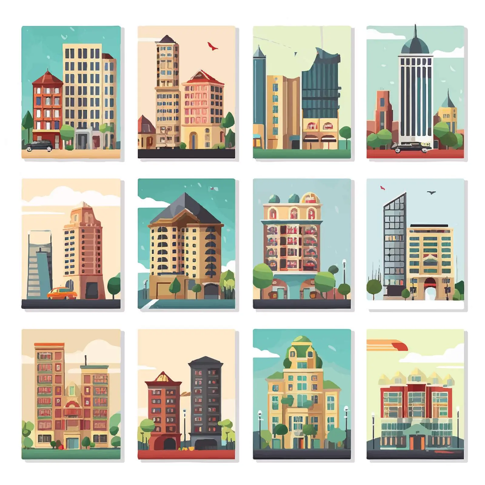 Urban Downtown City Posters Set — free download from Dotvec