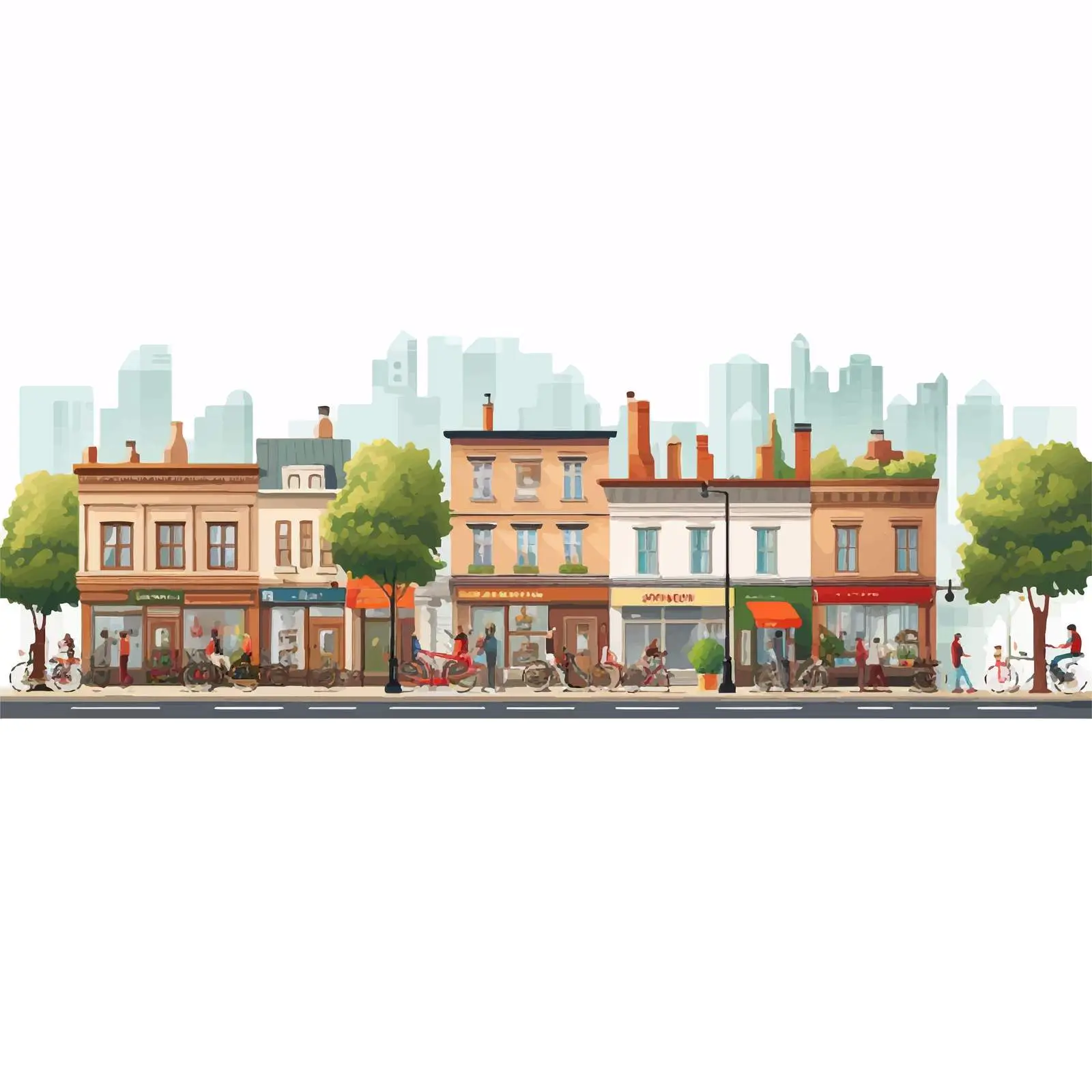 Dynamic City Street Panorama with People — free download from Dotvec