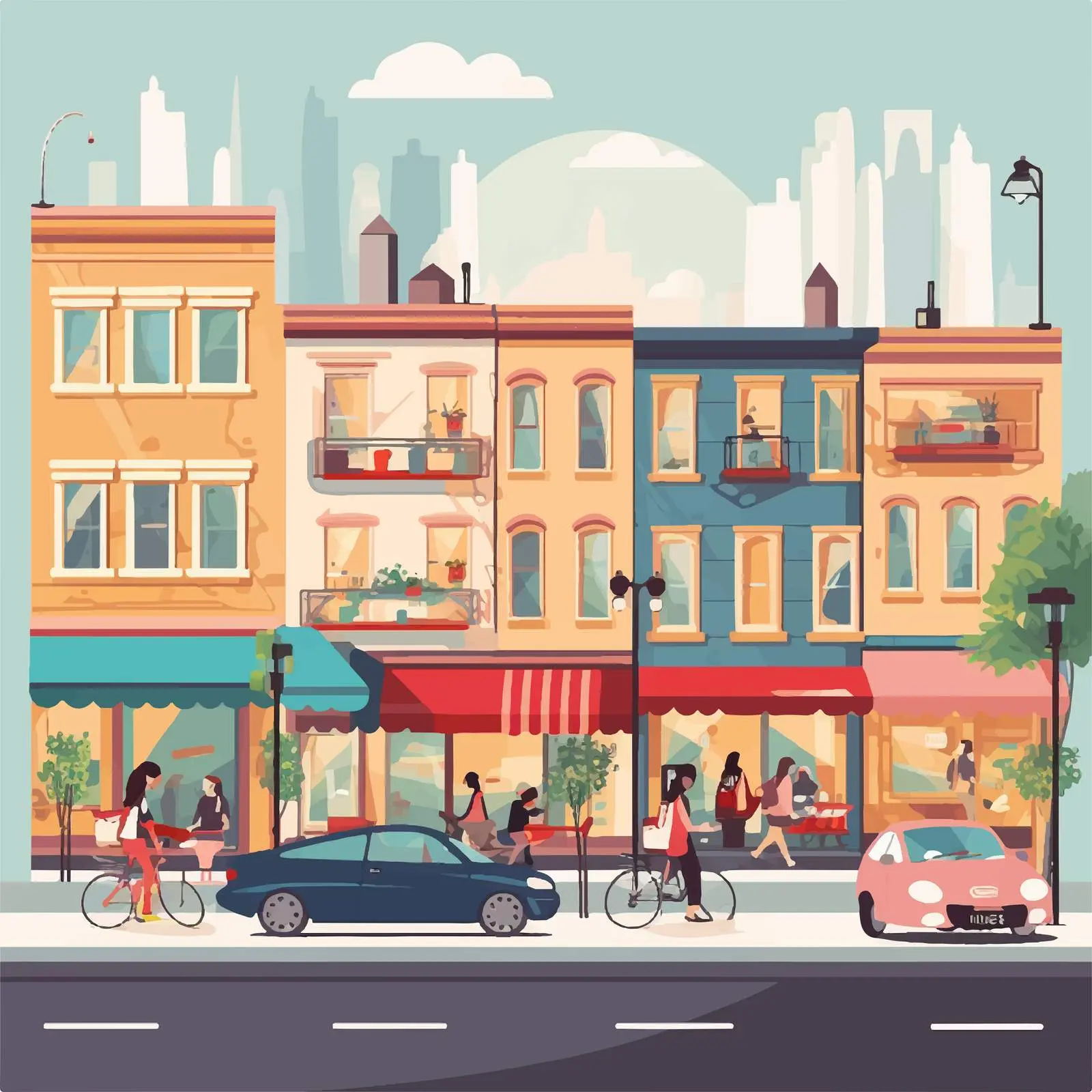 City Street with People in Café Scene – free sidewalk image from Dotvec