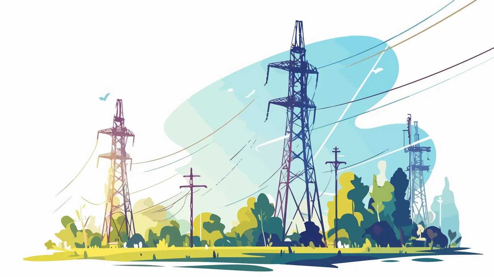 Urban and Natural Sceneries with High-Voltage Power Lines — free download from Dotvec
