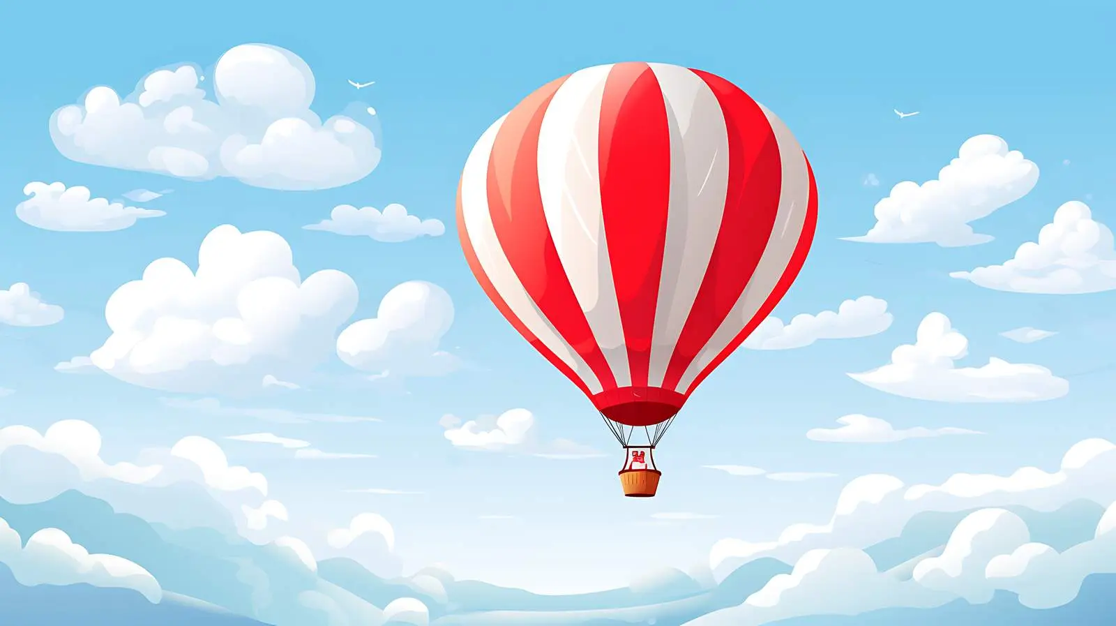 Classic Balloon with Red Ribbon Flying — free download from Dotvec