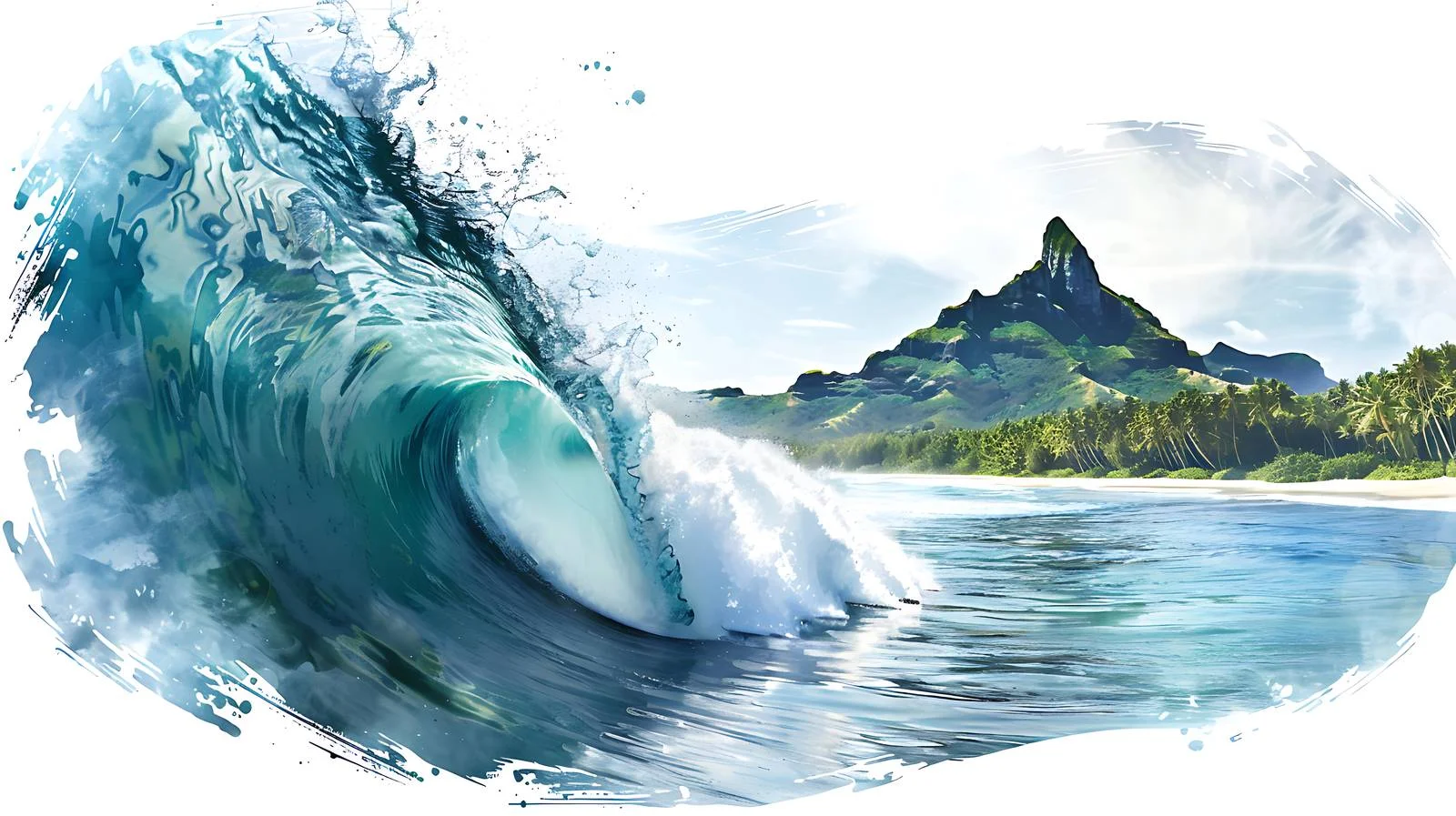 Timeless Teahupoo Tahiti Surfing Scene — free download from Dotvec
