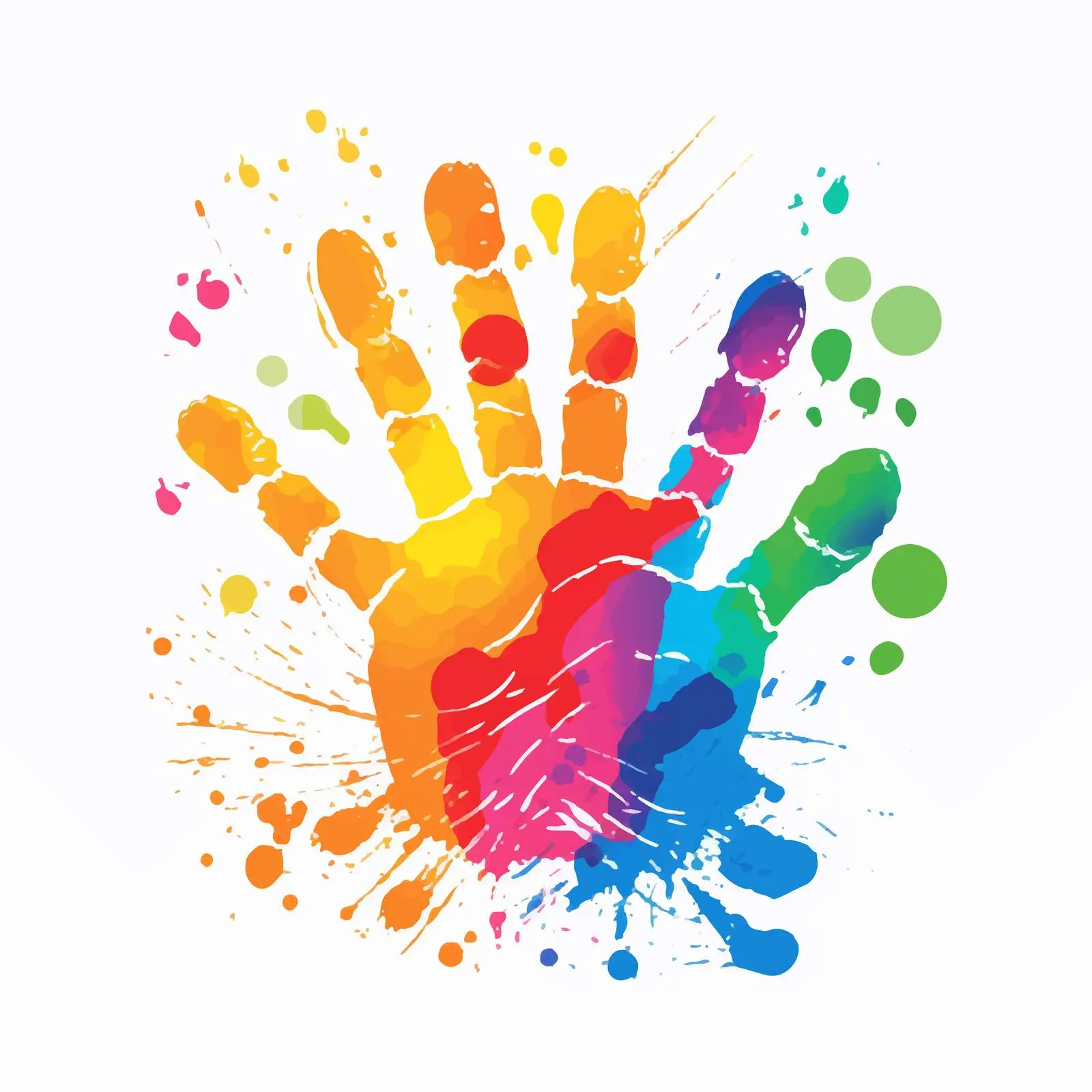 Rainbow Hand Prints Clip Art for Kids – free visual aids image from Dotvec