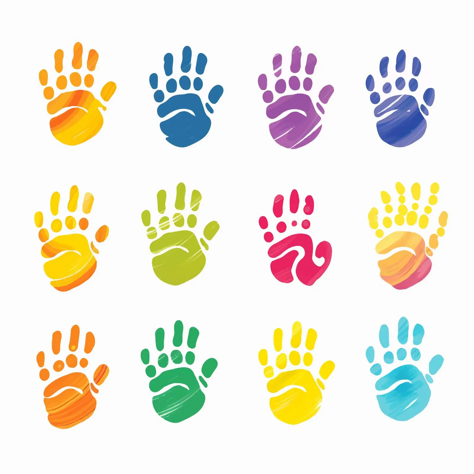 Rainbow Hand Prints Clip Art for Kids — free download from Dotvec