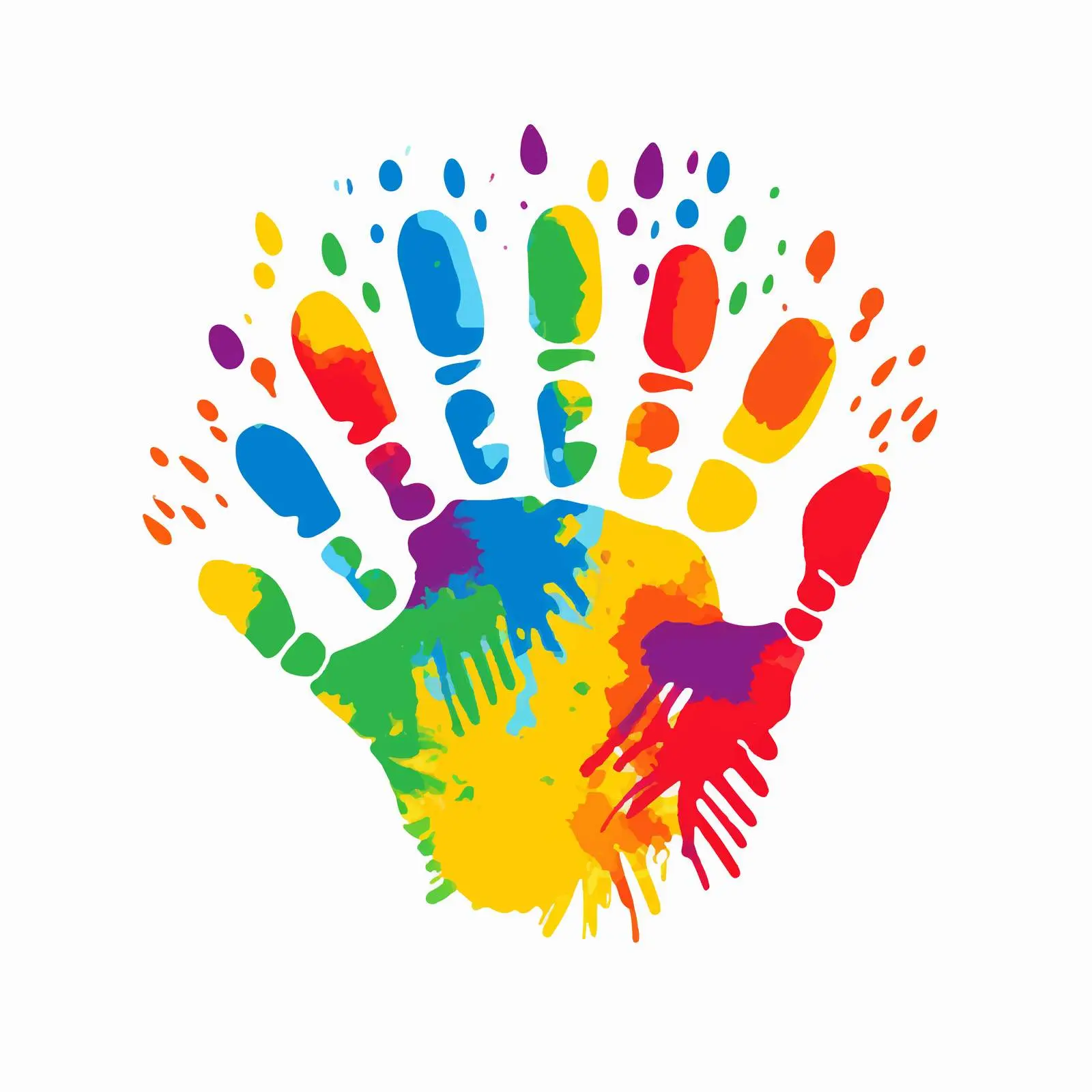 Rainbow Hand Prints Clip Art for Kids – free inclusive design image from Dotvec