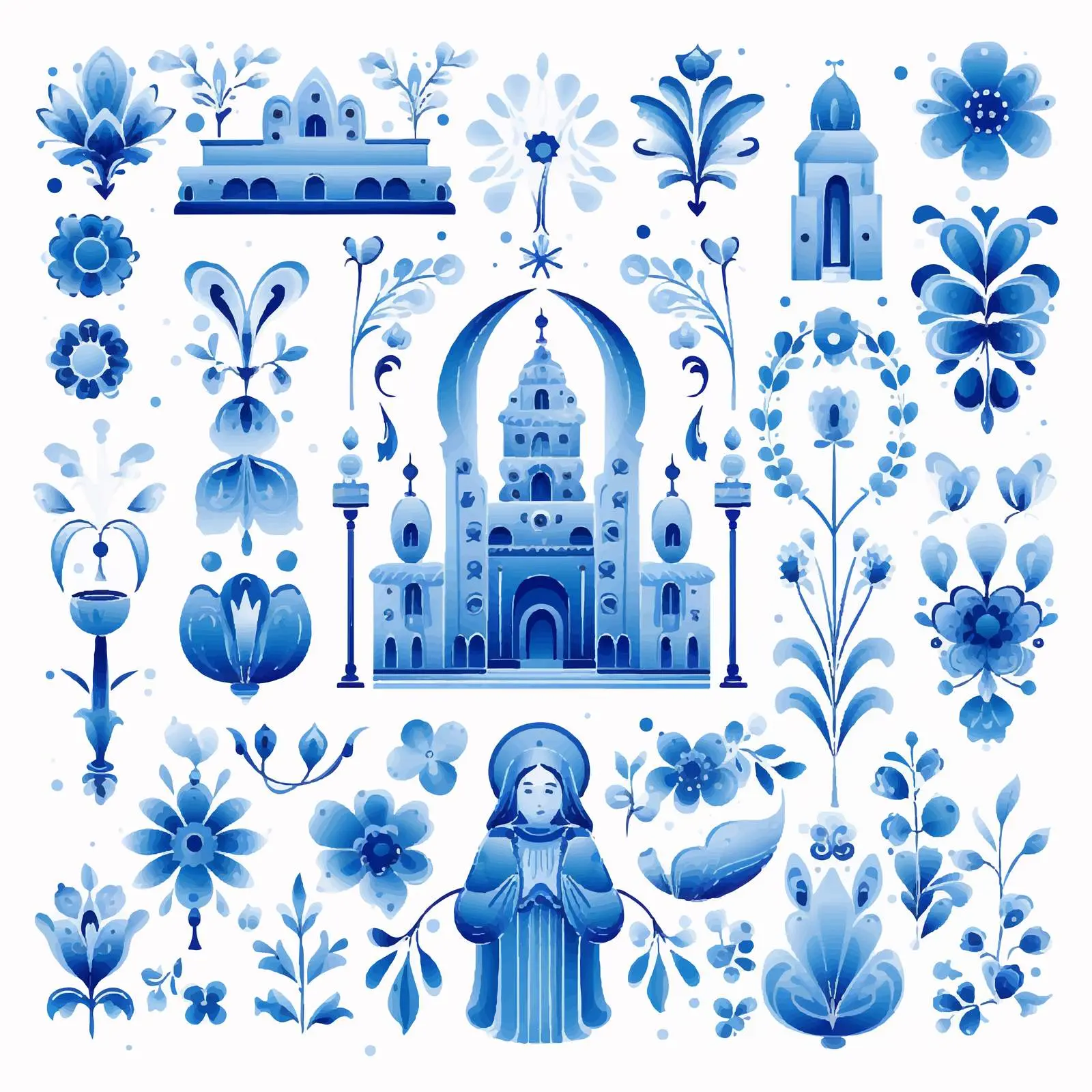 Universal Religious Template with Blue Decorative Element – free background template image from Dotvec