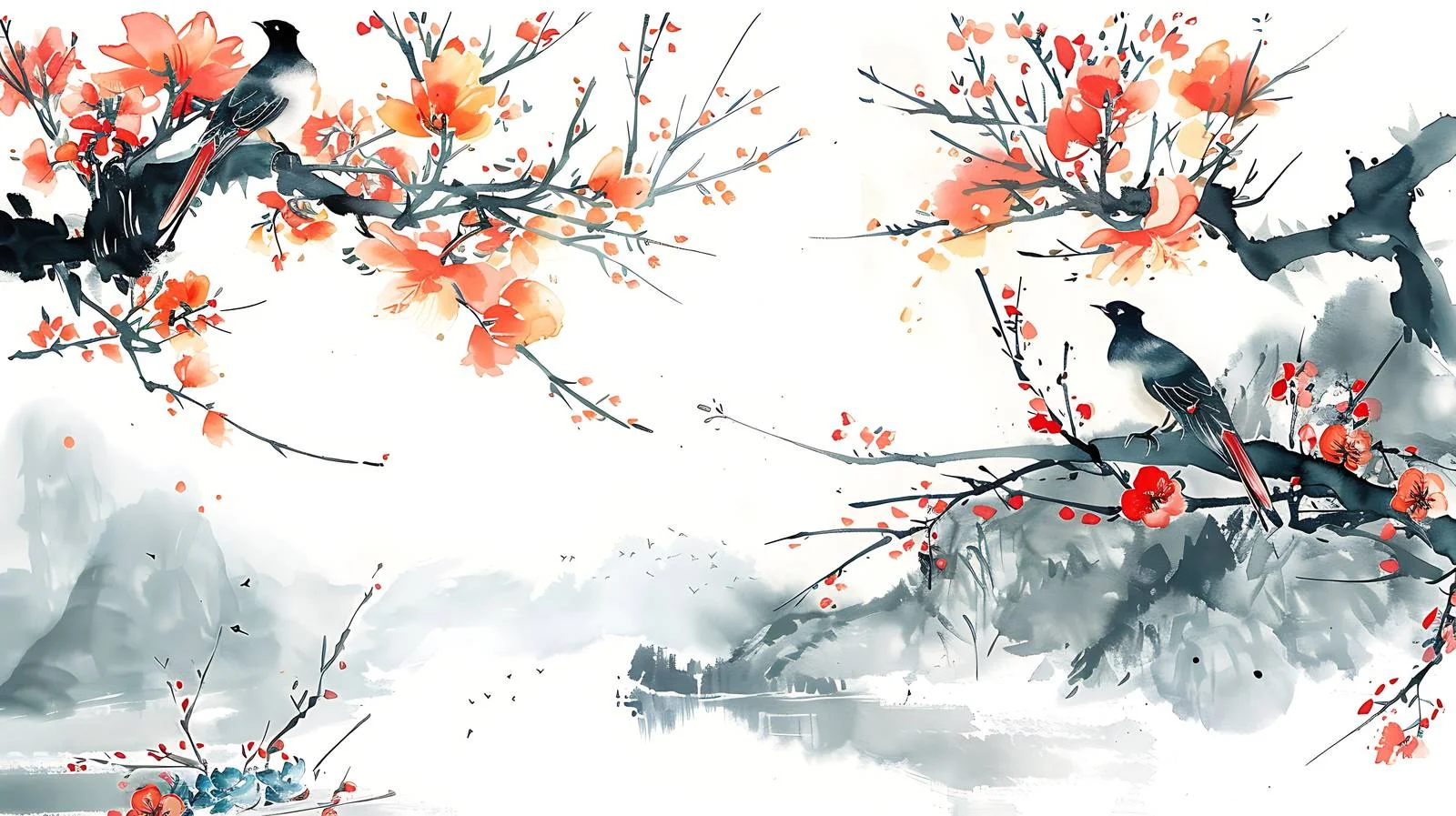 Classical Chinese Painting on White Background — free download from Dotvec