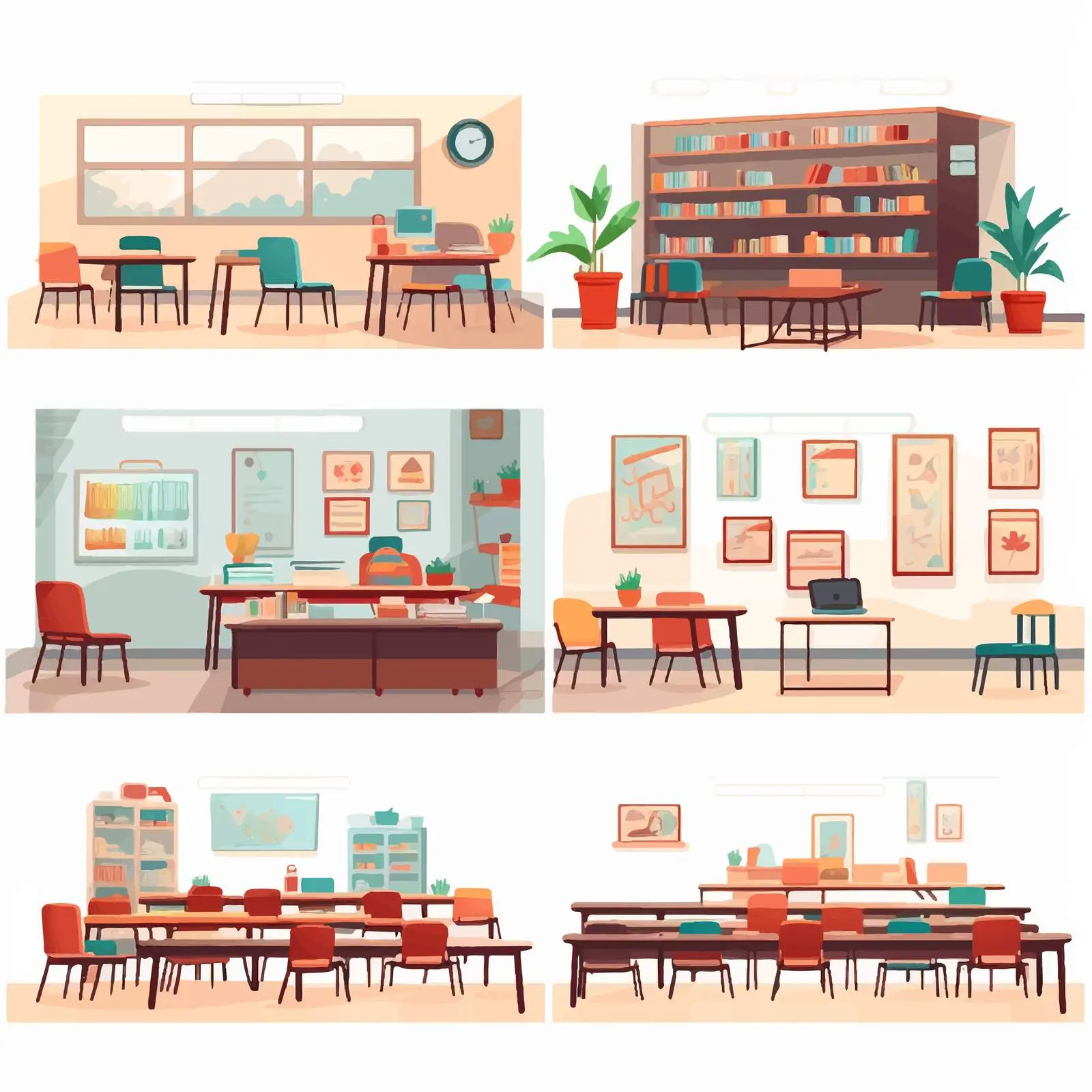 Empty Classroom Study Room Interiors Vector — free download from Dotvec