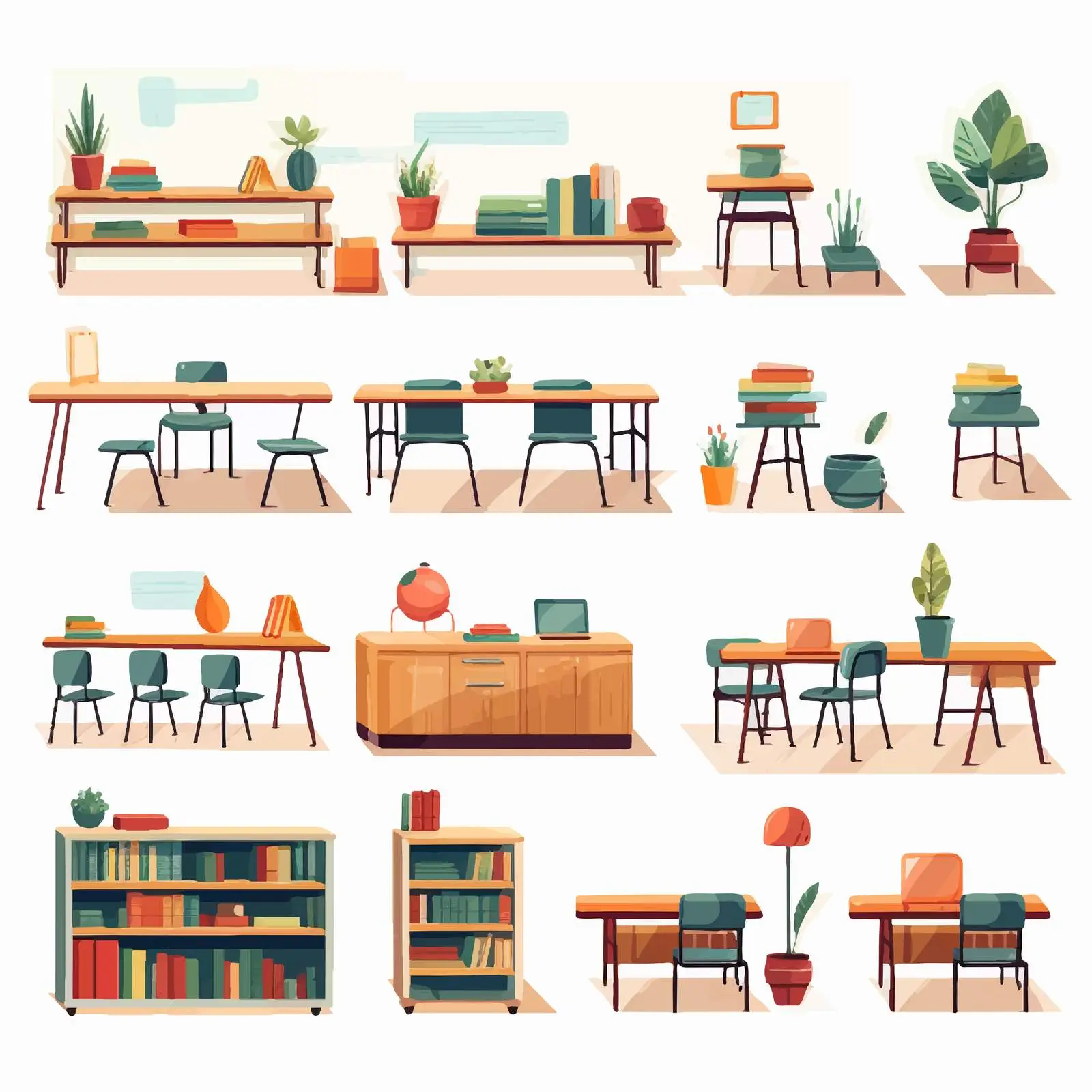 Empty Classrooms and Study Rooms Vectors – free unoccupied image from Dotvec