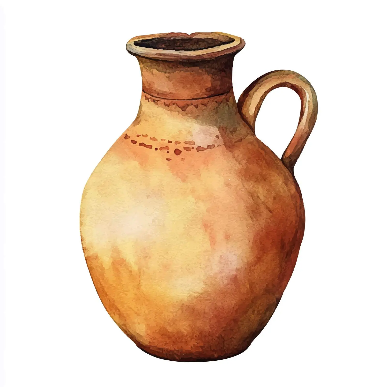 Old Watercolor Illustration of Clay Jug — free download from Dotvec